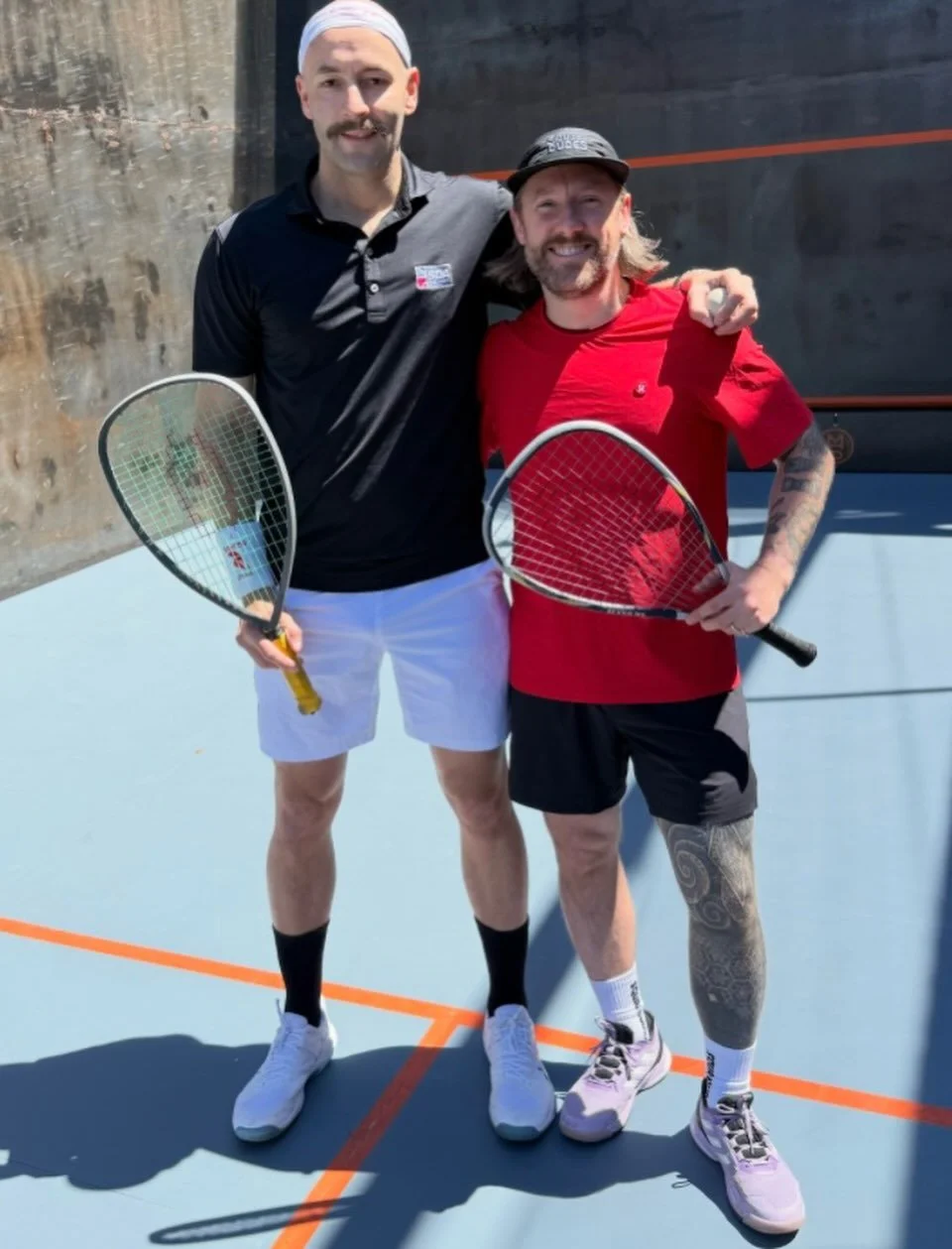 These two gentlemen have been growing squash in NYC for years. We are honored and privileged to welcome back @jaymiehaycocks and @pvdcreed to play and perform with the stars on 10/10 at The Steel Rally on World Squash Day at Maspeth Squash in Queens 
