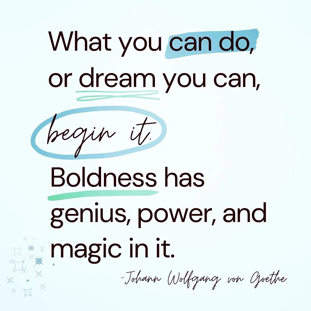 &quot;What you can do, or dream you can, begin it.
Boldness has genius, power, and magic in it.&quot;
-Johann Wolfgang von Goethe
.
Oooh what powerful words! This one is giving me chills.
Boldness has
✨GENIUS
✨POWER, and
✨MAGIC
in it.
Dream BIG, swee