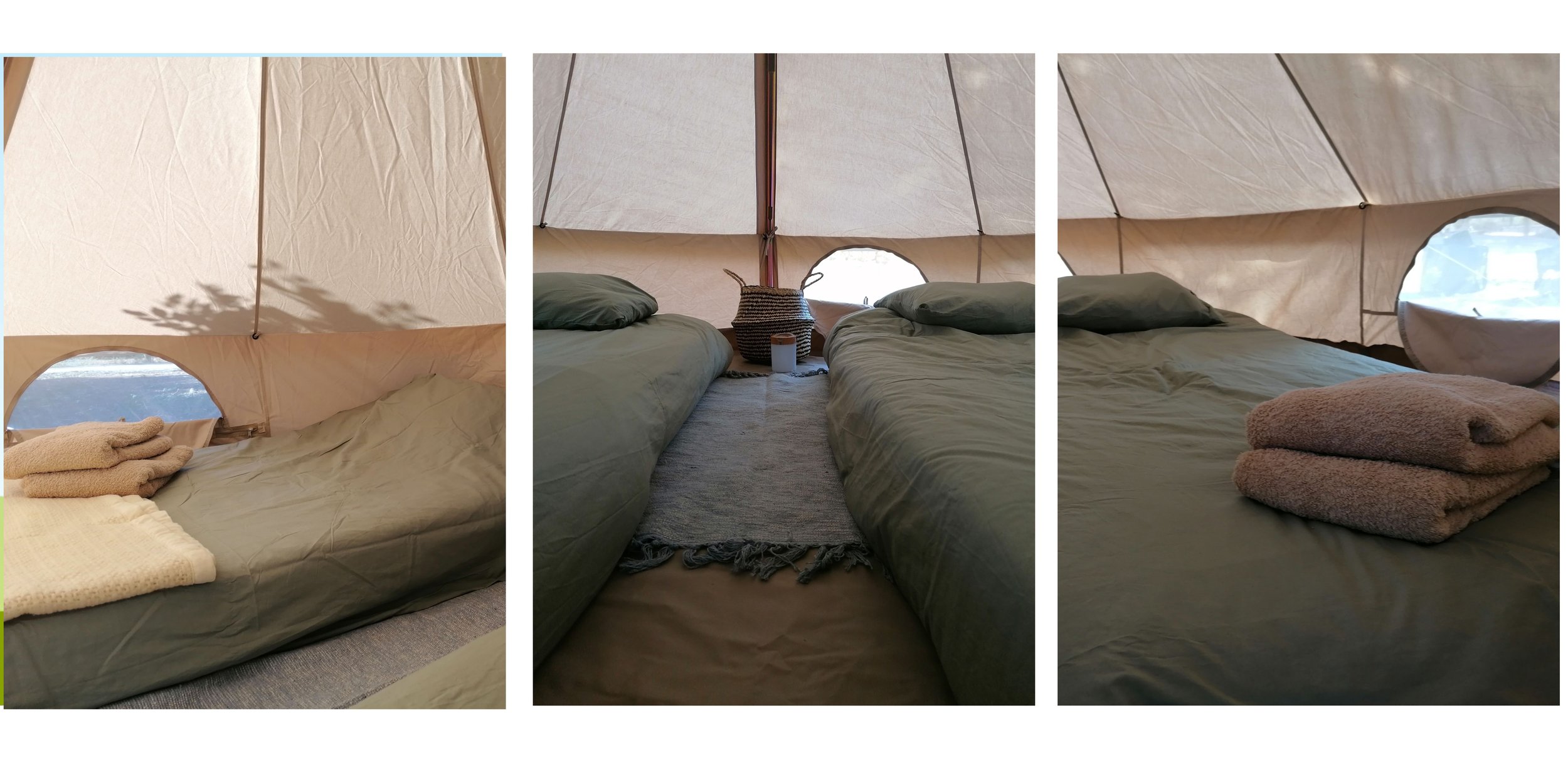 Bell Tent Interior with Twin Beds