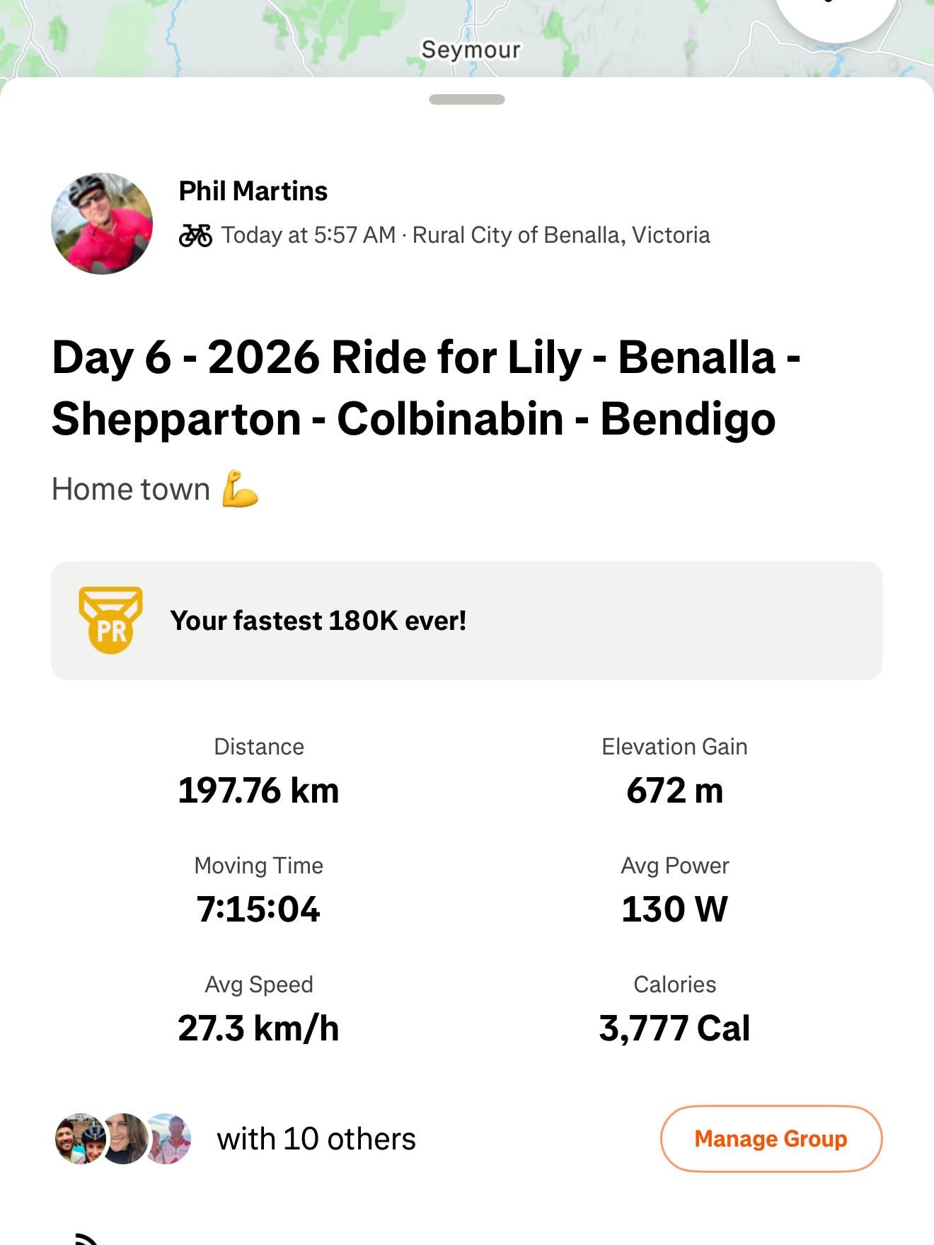 Day 6 &ndash; @live4lily Ride for Lily - Benalla to Bendigo 🚴&zwj;♂️
. 
A massive day in the saddle today, just shy of 200km from Benalla to my hometown of #Bendigo.
.
It was pretty special being part of the first Ride for Lily to come through Bendi