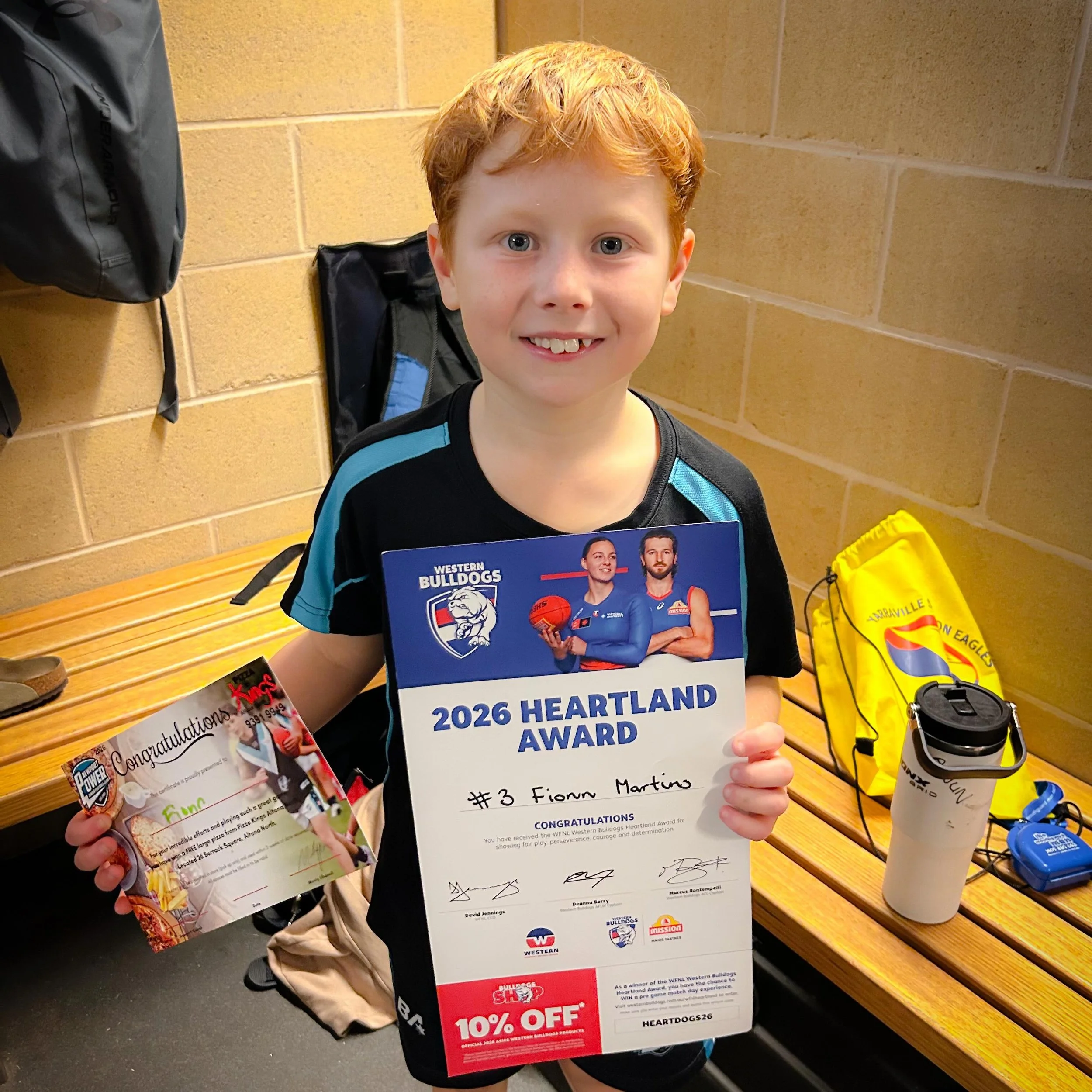 #WFNL Heartland Award incoming&hellip;.
.
5 goals against Yarraville and his first Heartland Award. Hopefully the first of many to come with @newportpower 
.
@westernfnl #juniorfooty #afl #heartland