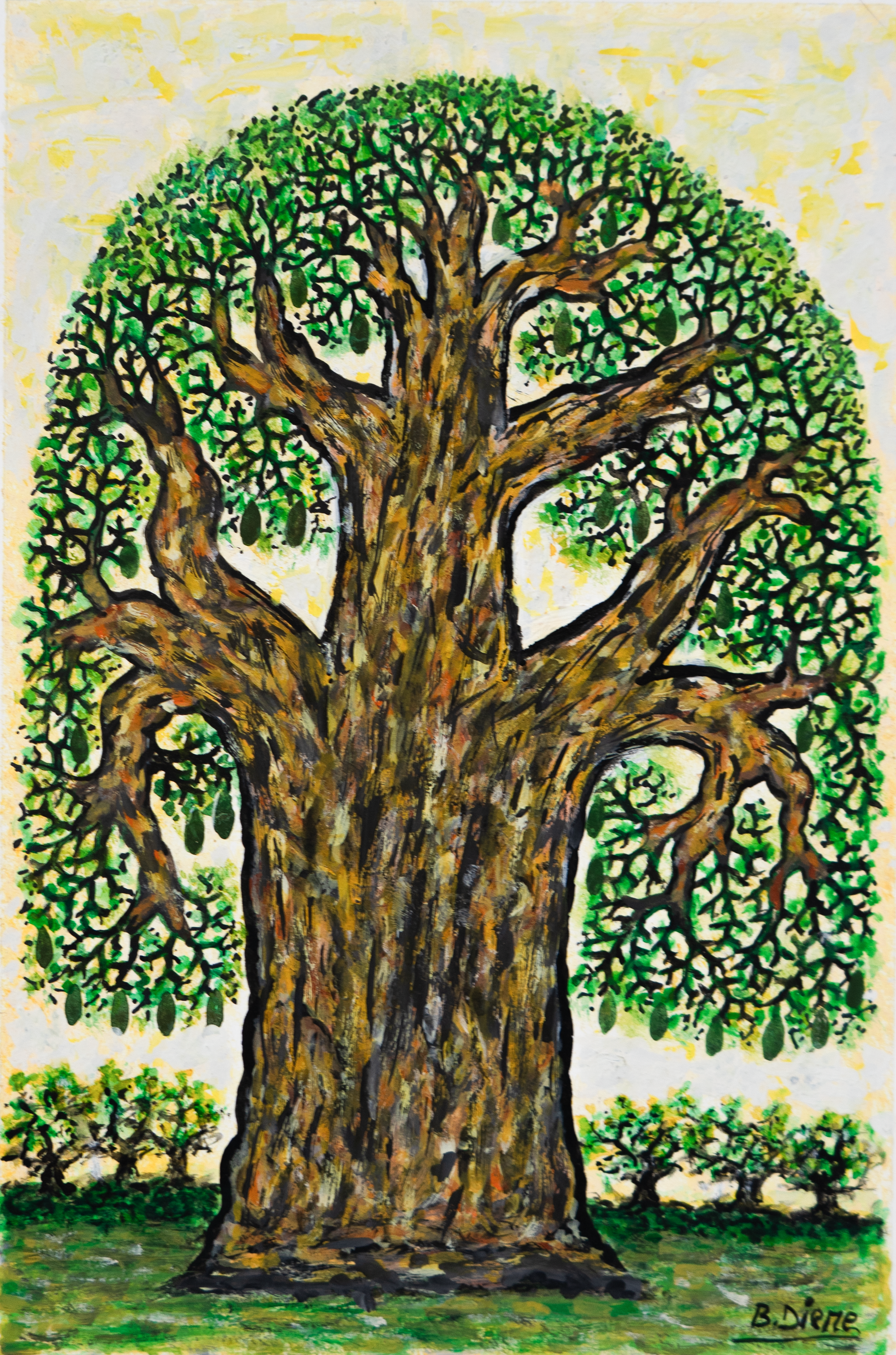 Bacary Diémé_Baobab de brousse #10_Non datée_Gouache sur papier_27x18cm_© OH GALLERY.png