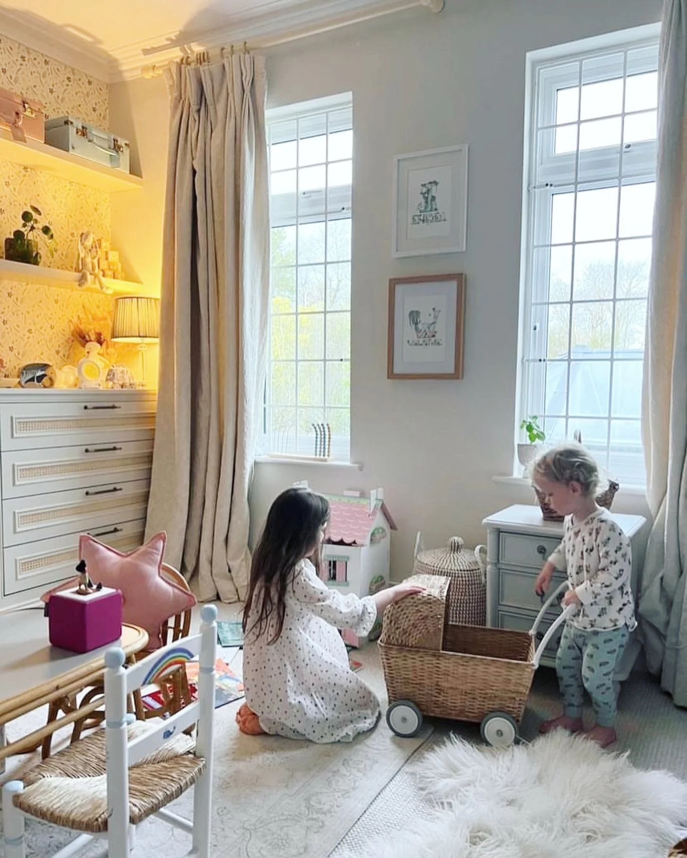 How gorgeous is @binkyfelstead room for India &amp; Wolfie 🤍 . So lovely to see my Letter prints up on the wall. ✨ 
They look right at home 🏡 
.
.
.
.
Thank you for sharing @binkyfelstead 🙏🏻 
.
.
.
#inyourhome #letterprints #personalisednameprint
