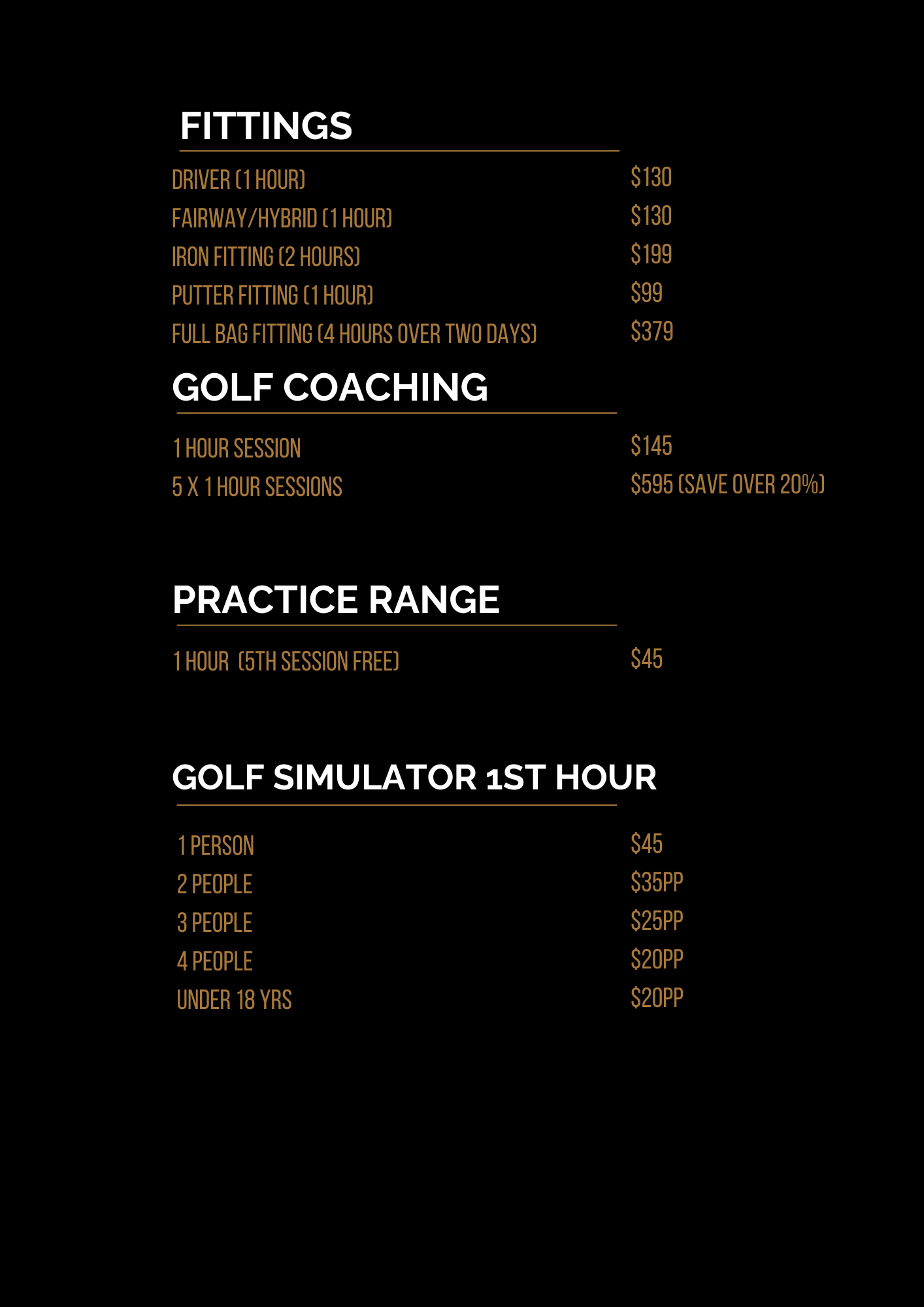Golf Fitting Newcastle Prices