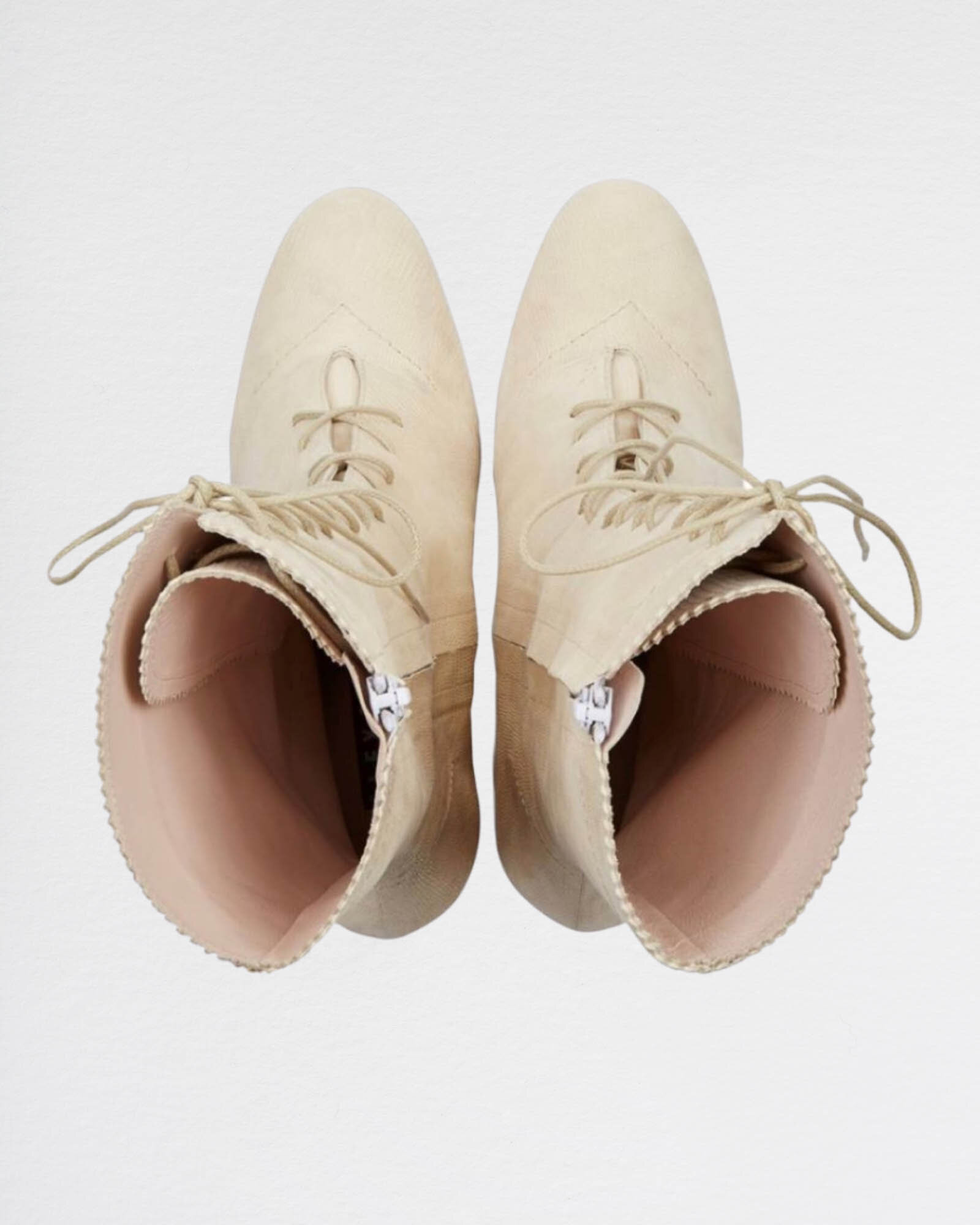 ALEXACHUNG Cream Forever Lace Up Boots — The Luxury Couture Wardrobe