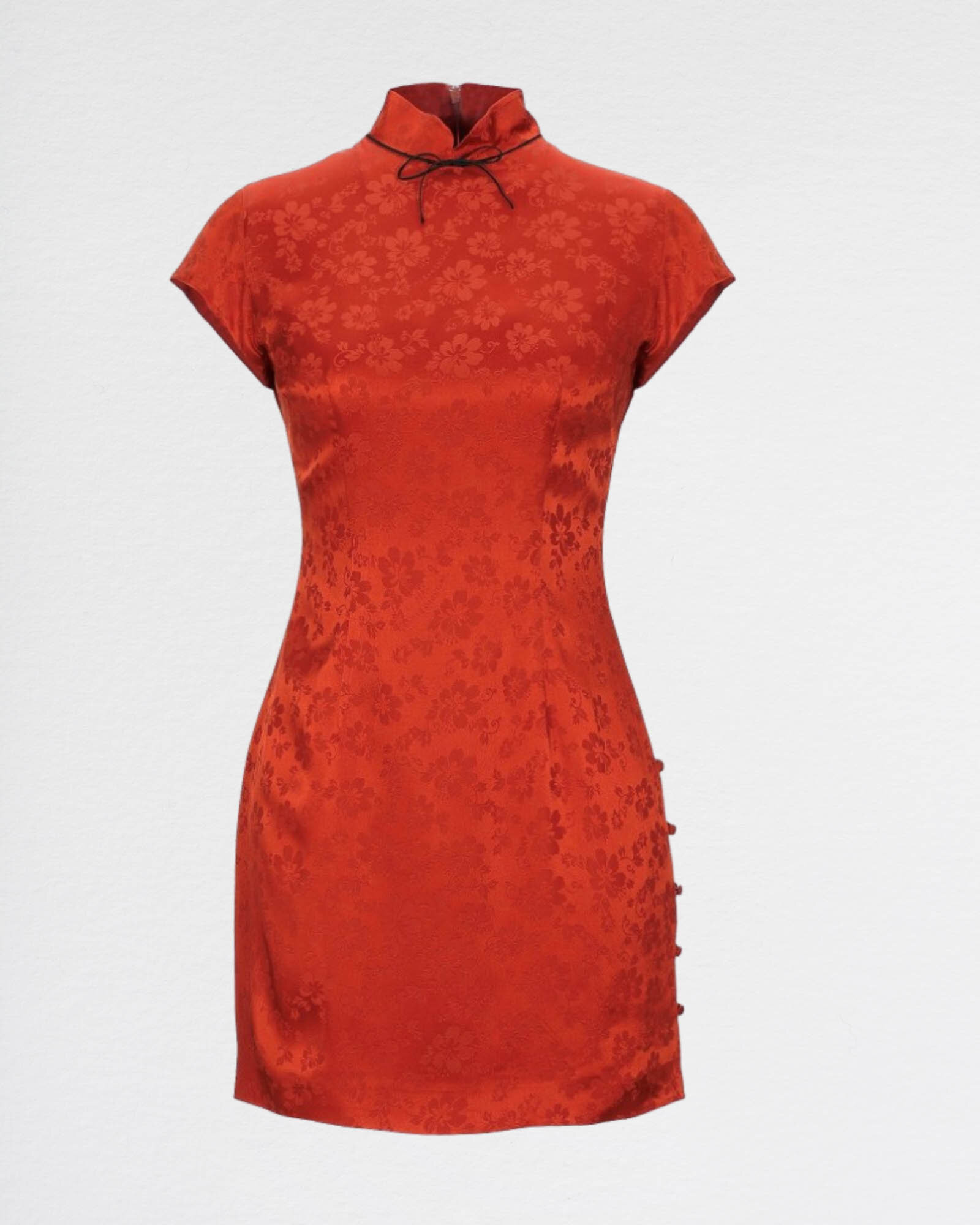 ALEXACHUNG Rust Mandarin Collar Dress