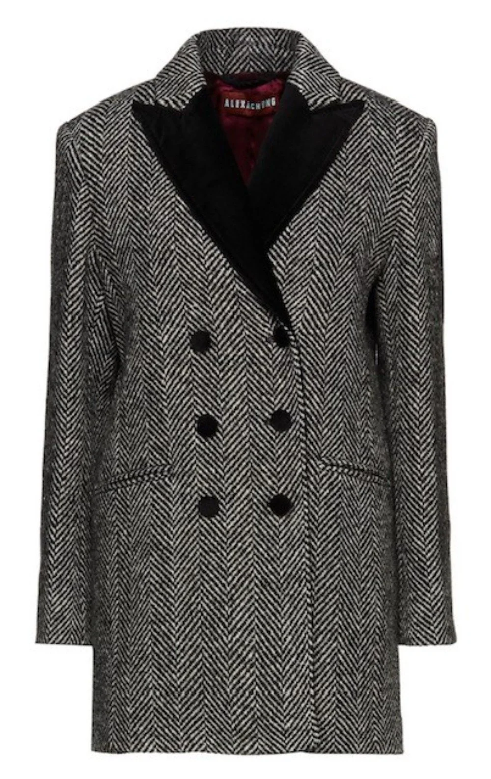 ALEXACHUNG Double-Breasted Herringbone Blazer