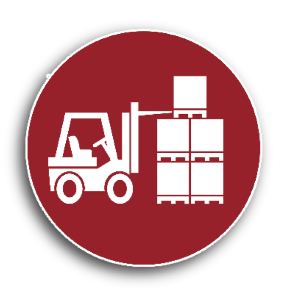 Forklift moving boxes in a warehouse