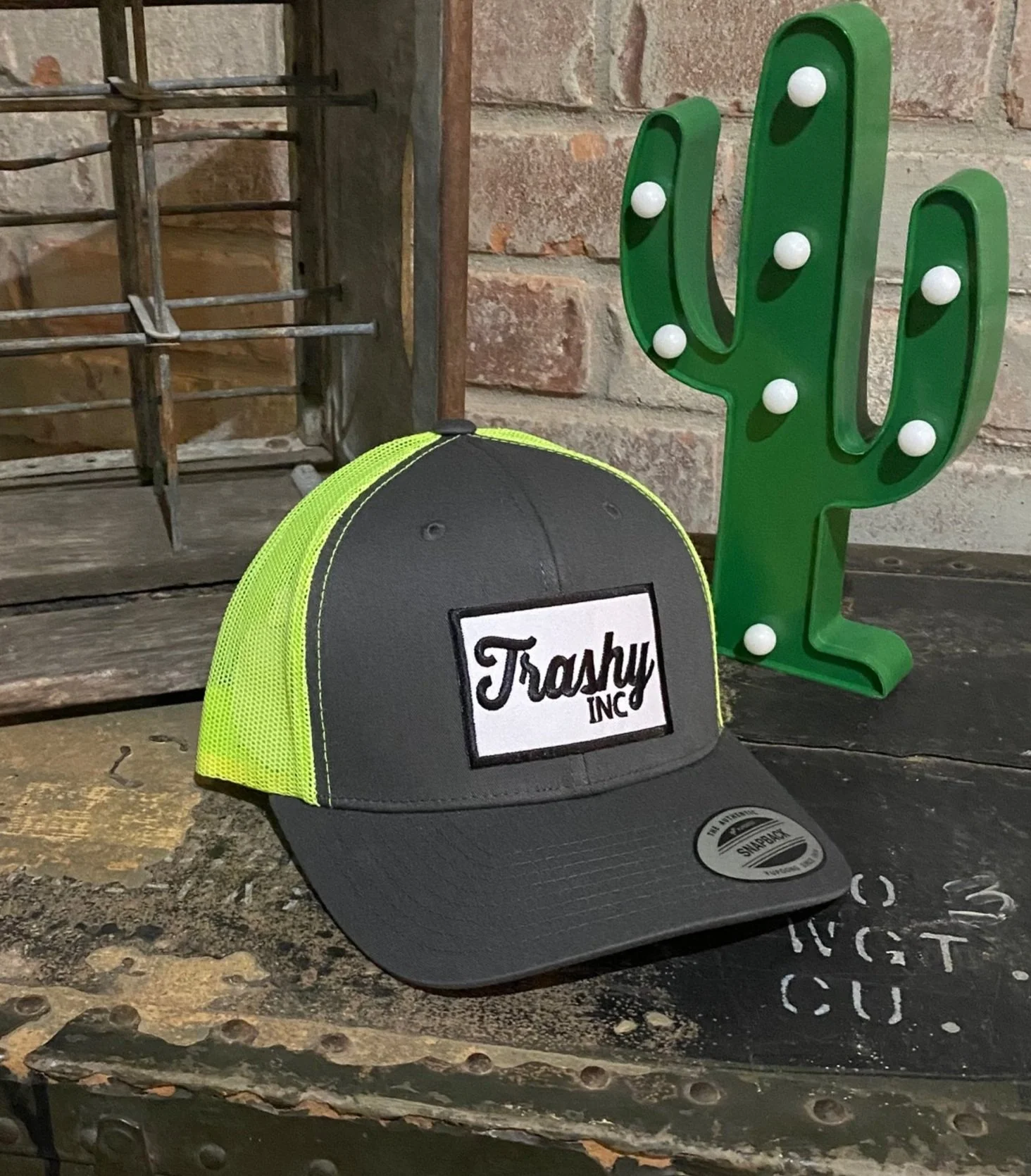 Dark Gray and Fluorescent Yellow Snapback