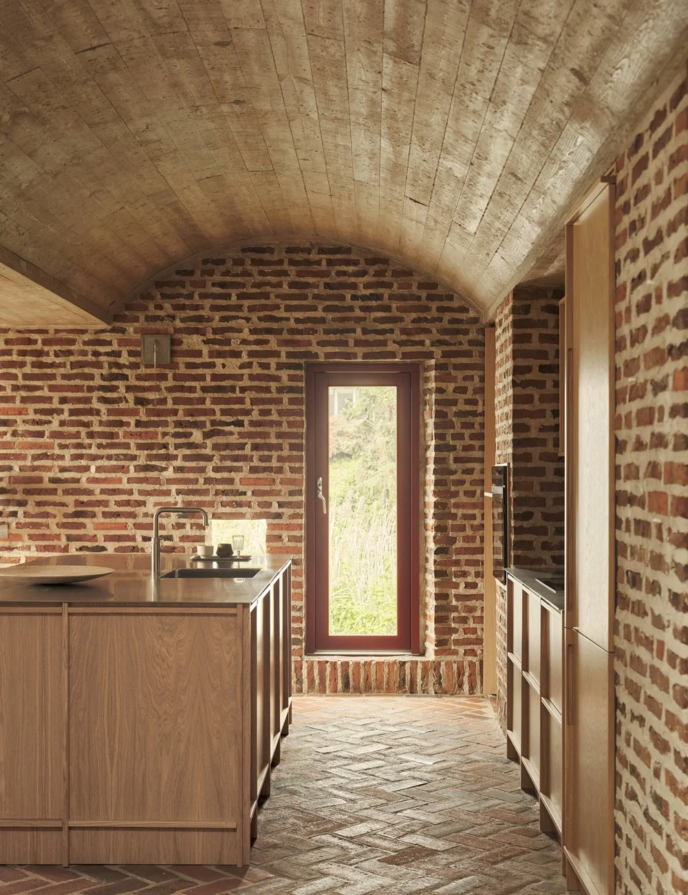 Vaulted concrete ceilings in a 1970s Danish modernist house.