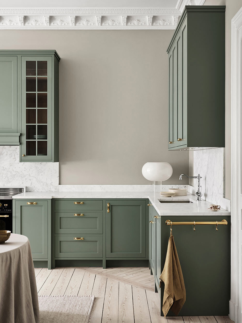 classic shaker kitchen in green — nordiska kök