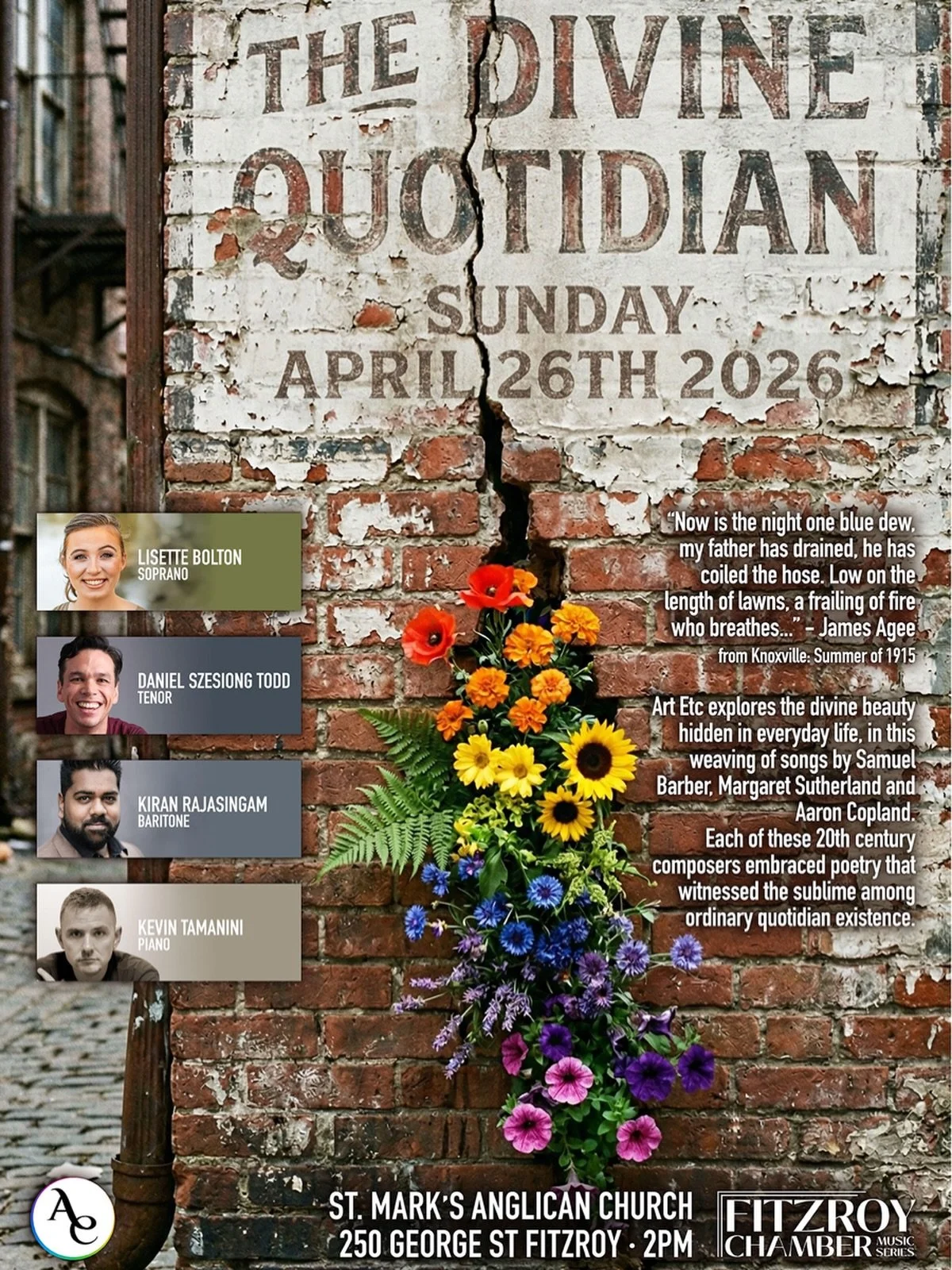 ✨Join Us This Sunday✨

2pm, Sunday 26th April 2026, St Mark&rsquo;s Anglican Church Fitzroy

It&rsquo;s so easy to miss the simple beauty and quiet joy of our day to day. Sometimes noticing and sitting in the magic of the seemingly ordinary is the pe