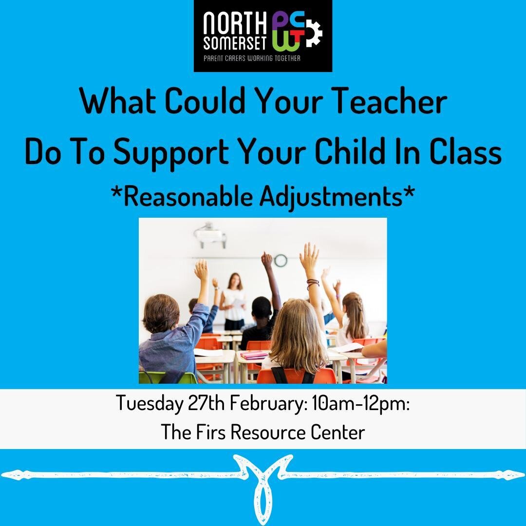 Time for a freshen up on your knowledge to how your child can be supported in school with reasonable adjustments! 

C�ome and discuss some of the things that your teachers may be able to do within school. Please note that they may not be able to comp
