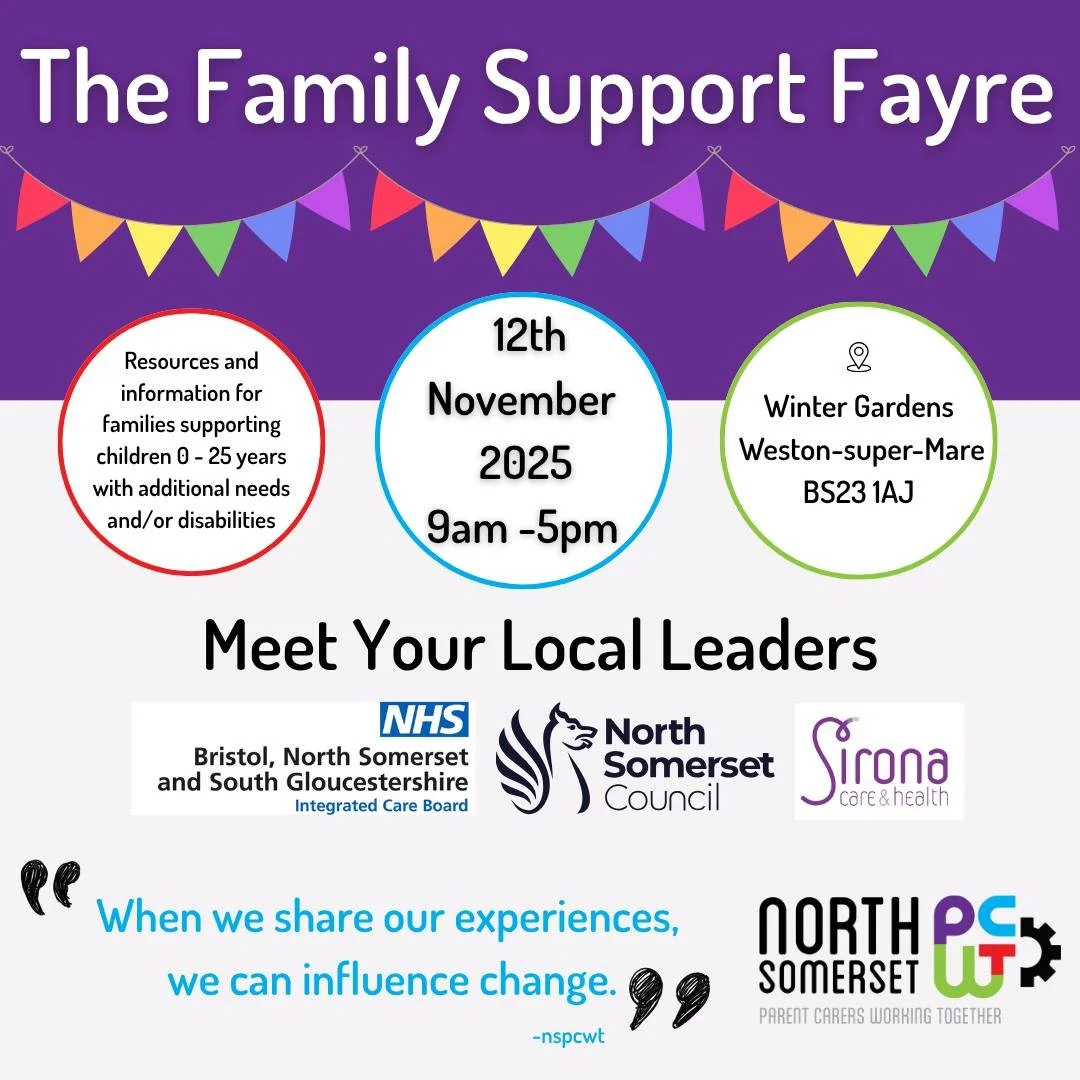 The Family Support Fayre - Meet your local leaders 🤝

On the 12th November at 10am,  Parent Carers and practitioners will have the opportunity to hear from, share experiences and ask questions of our Leaders and Commissioners of SEND provision in No
