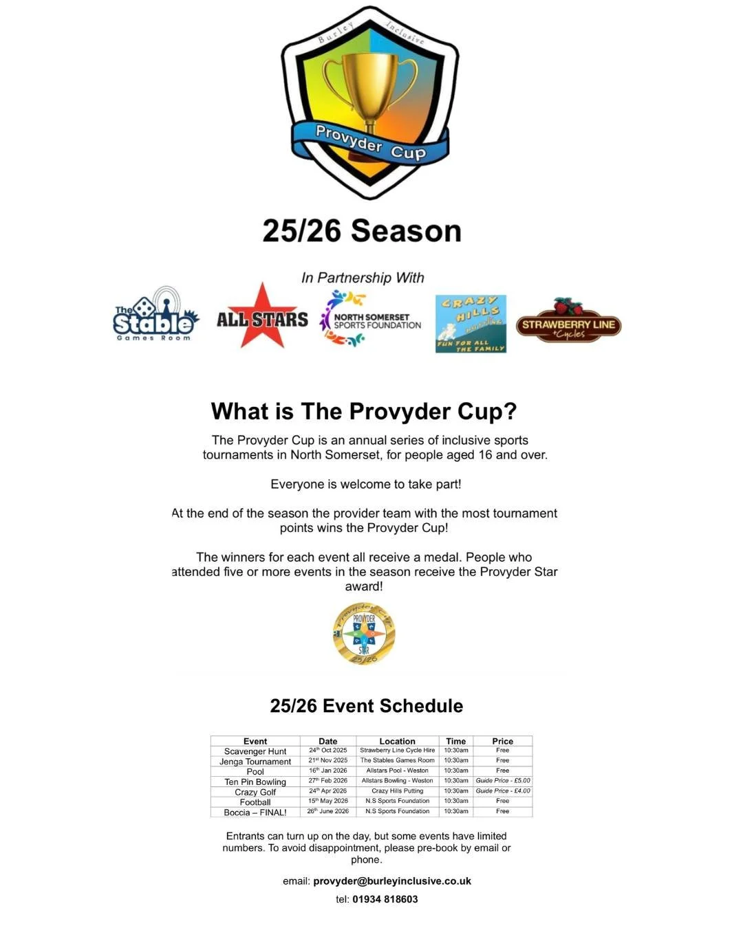 Provyder Cup with Burley Inclusive 🏆

See flyer for details ✨
