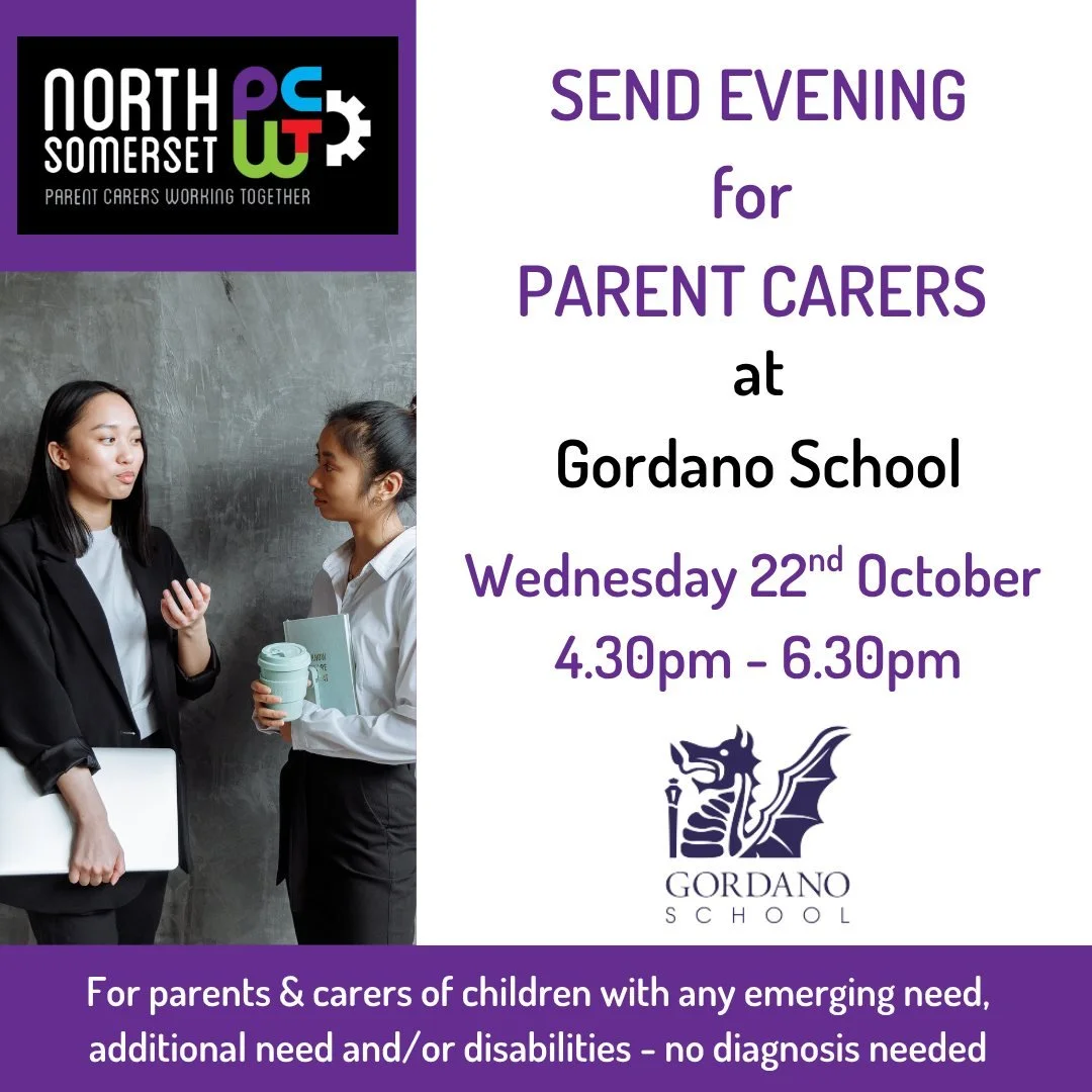 Gordano School SEND Evening Alert! 📢

We are happy to confirm that we will be attending Gordano Schools upcoming SEND Evening 💫

This is an opportunity for all Parent Carers with children attending the school. 

Key information: No diagnosis is nee