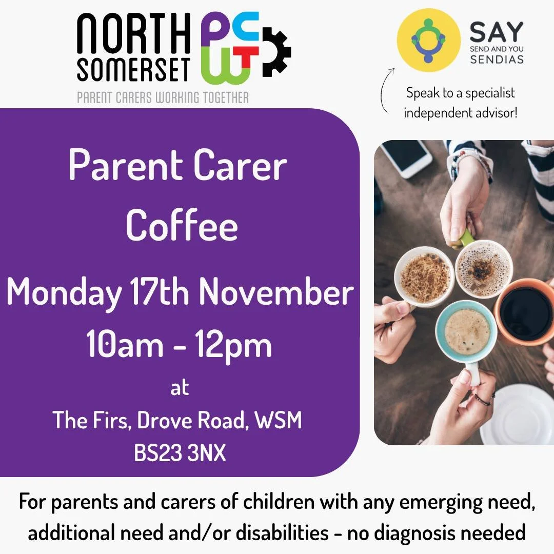 A friendly and informal space for all parent carers to have a chat over hot drinks and biscuits! Drop in for support, signposting, or just a catch-up. Your child doesn't need a diagnosis for you to be part of our community. Our doors are open and we 