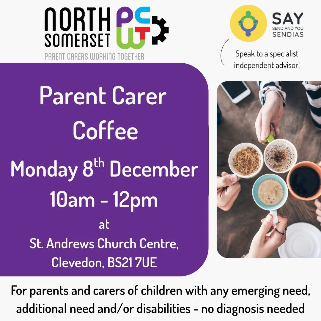📍 Drop-in for a coffee and support in Clevedon! 🙌

Join us for a friendly, informal space where all parent carers are welcome to pop in for support, signposting, or simply a relaxed catch-up over a coffee.

You don&rsquo;t need a diagnosis for your