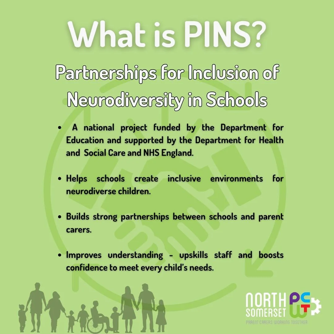 ✨ PINS ✨

Primary schools across Bristol, North Somerset and South Gloucestershire are taking part in a project called &ldquo;Partnerships for Inclusion of Neurodiversity in Schools&rdquo; (PINS).

We&rsquo;re hosting information sessions at 10 schoo