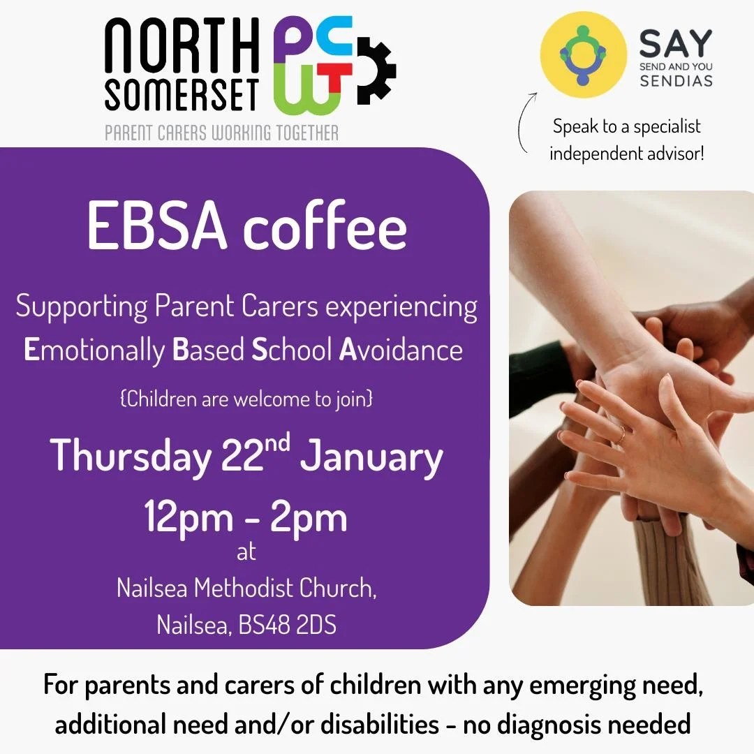 Struggling with Emotionally Based School Avoidance (EBSA)? Join our Peer Support Coffee session to connect with other families and get support! 💜We're joined by SEND and You (SAY), a SENDIAS service, to answer your questions on all things SEND. #EBS