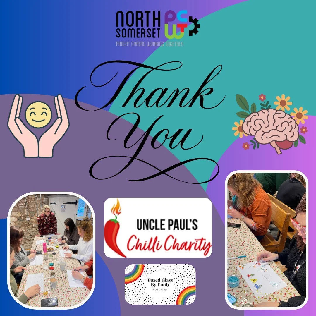 We had a lovely wellbeing day with our Parent and Carers, thanks to the wonderful Uncle Paul's Chilli Charity 🌶️
Together we made beautiful glass bunting, created colourful collages, and enjoyed a very generous lunch spread to keep us fuelled 😉

Pa