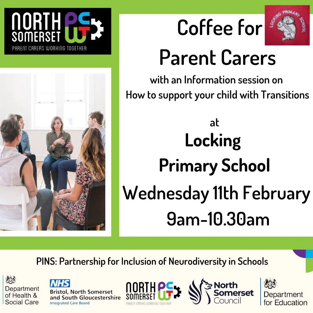 ✨ PINS ✨

We&rsquo;re excited to invite parent carers of Locking Primary School to join us for this friendly meeting 🤝 

Come along to learn more about the PINS project, ask questions, and connect with others in your school community. We look forwar