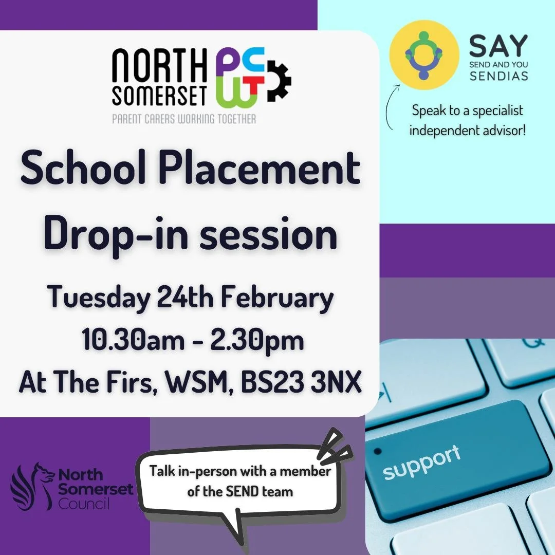 📆School Placement Decisions &ndash; Support Available 🤝

last week, North Somerset SEND Team published school placement decisions via the EHCP portals.

We know this can be a really difficult and emotional time for families. To support you, we&rsqu