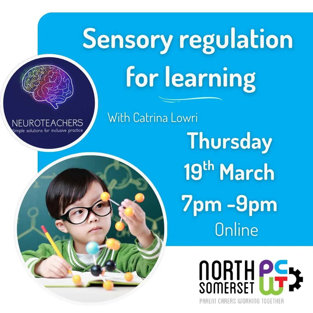 Brand new training for parents and professionals :) 

This training explores how sensory processing and regulation impact a child or young person&rsquo;s ability to learn, engage, and thrive. Designed for parent carers and professionals, the session 