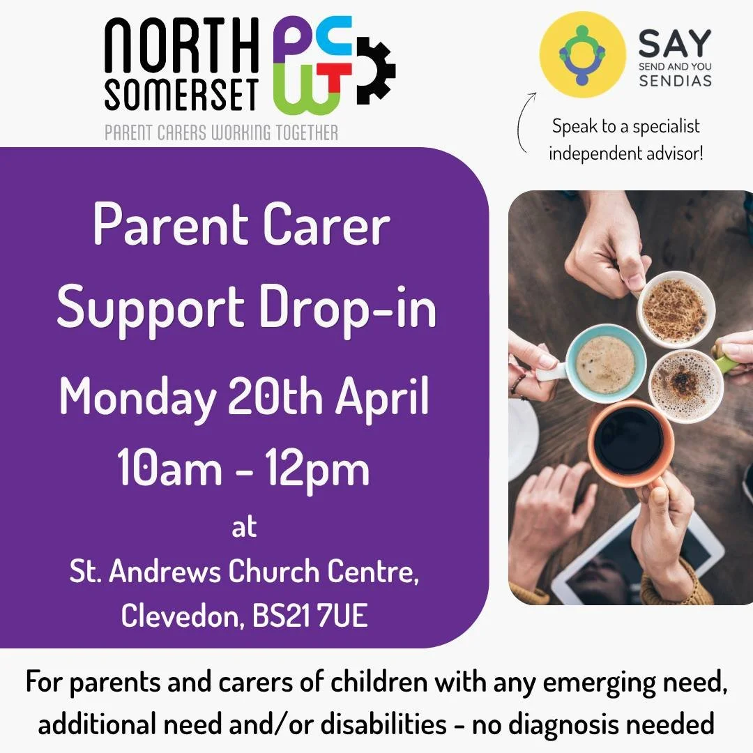 📍 Drop-in for a coffee and support in Clevedon! 🙌

Join us for a friendly, informal space where all parent carers are welcome to pop in for support, signposting, or simply a relaxed catch-up over a coffee.

You don&rsquo;t need a diagnosis for your