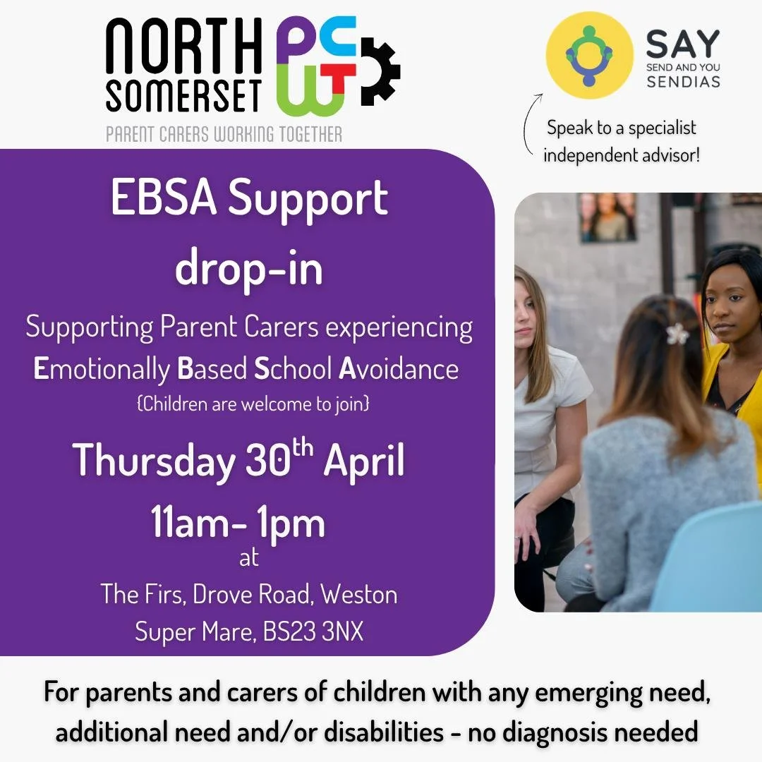 Struggling with Emotionally Based School Avoidance (EBSA)? You are not alone💜

 Join our Peer Support session to connect with others who understand, and find out what support is available to you 🫂🤝

 'EBSA' Support Drop-in session
📍The Firs, Drov
