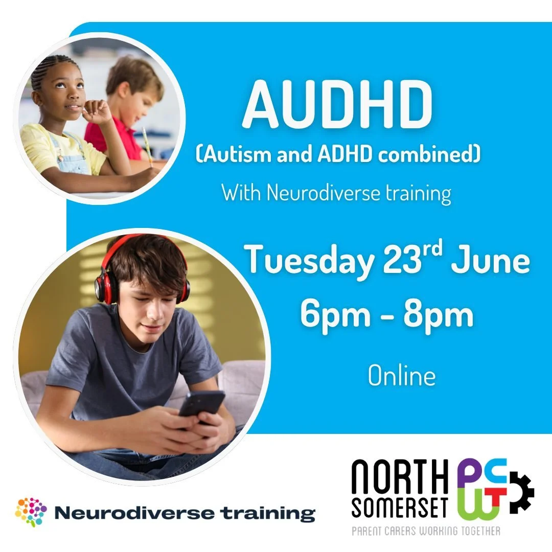 Are you a parent carer in North Somerset? Do you wish to learn more about the common neurodiversity's Autism and ADHD, please join us!

This session explores how autism and ADHD co-occur and interact within the same individual. It examines overlappin
