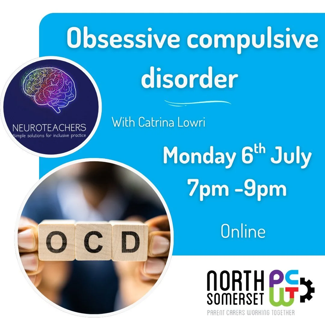 Our OCD training is back, get yourselves booked on! 

This informative and supportive training session is designed for parent carers of children and young people experiencing Obsessive-Compulsive Disorder (OCD). The session will help you develop a be