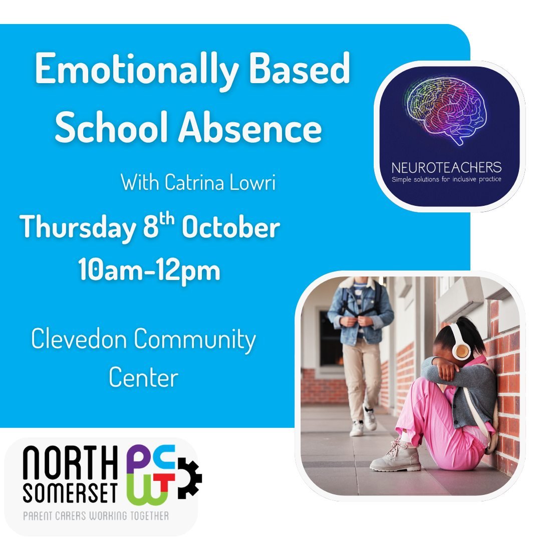 Our emotionally based school absence is ready to be booked for our Northern residents! 

This session will be held in Clevedon, if you cannot attend the Weston session, or being north suits you better - this is the one to book on to! 

Emotionally ba