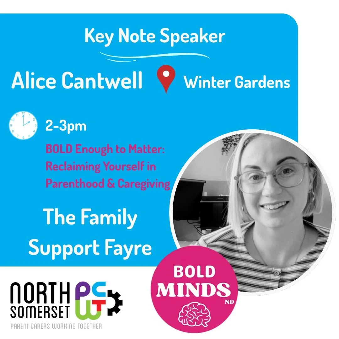 ⭐The Family Support Fayre⭐
📢KEYNOTE SPEAKER📢

We are so excited to bring you Alice Cantwell! Have you heard of #BoldMindsND ?
https://www.boldmindsnd.com/

'Alice combines professional insight and lived experience to explore the emotional realities