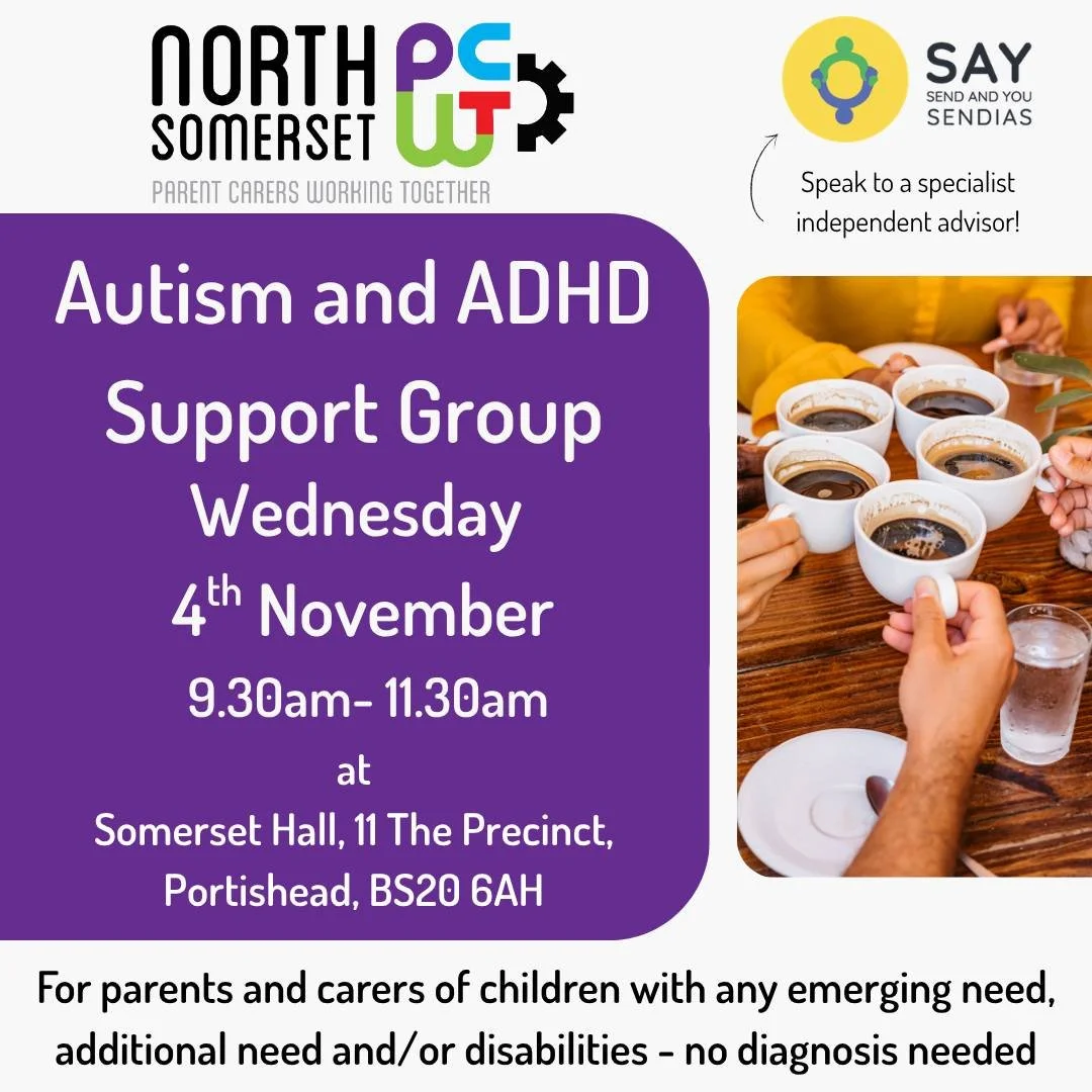 A fab opportunity to meet other like minded parents &amp; carers in an informal environment

We will have coffee, tea and biscuits - just bring yourself!

We are joined by SEND and You - SAY, they are the SENDIAS (Special Educational Needs &amp; Disa