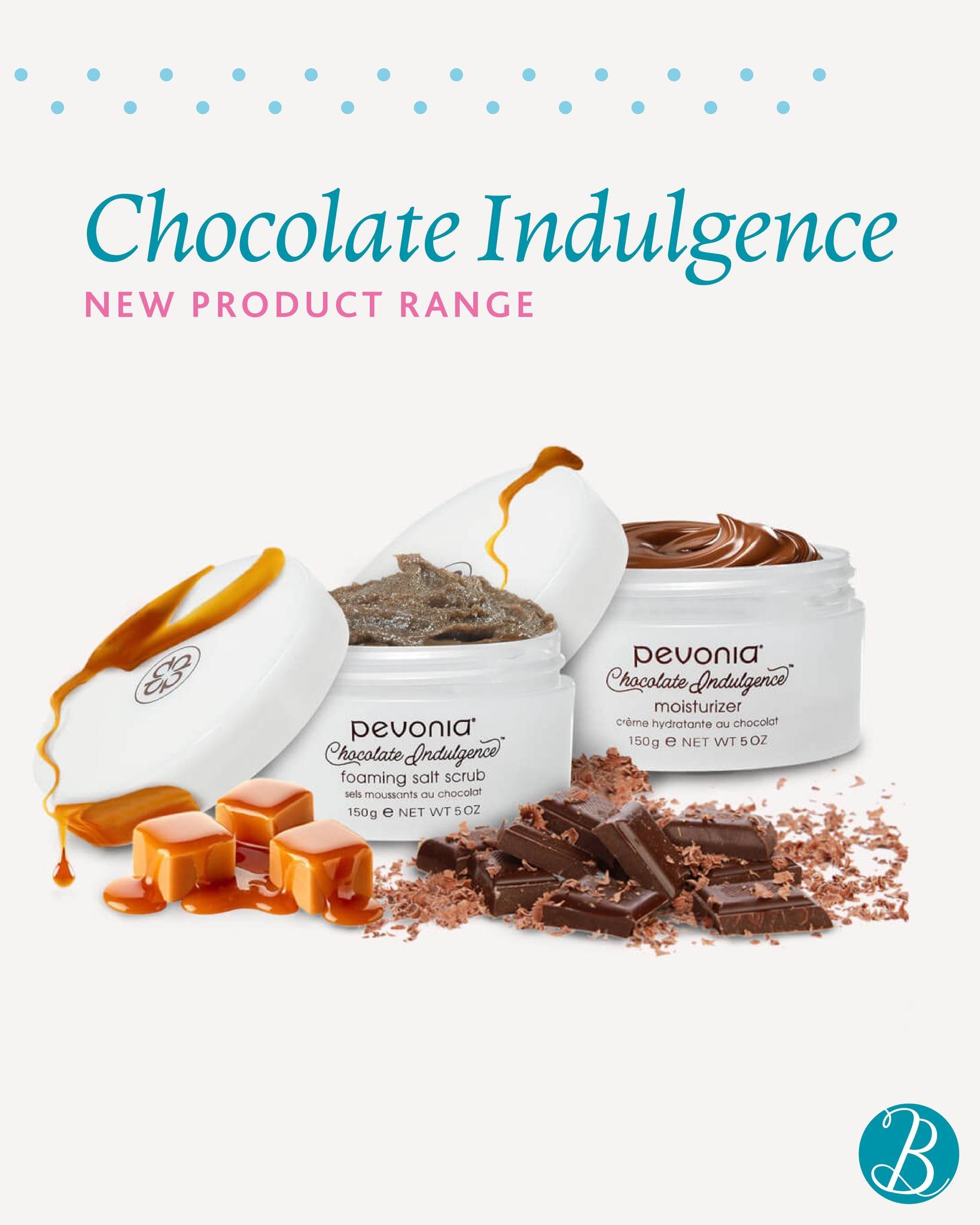 Calling all chocolate lovers! Have you seen the new Pevonia Chocolate Indulgence Collection?

Lavish your face and body in the rejuvenating chocolate moisturiser and salt scrub as you inhale the enticing aroma of sumptuous Cacao.

The perfect alterna