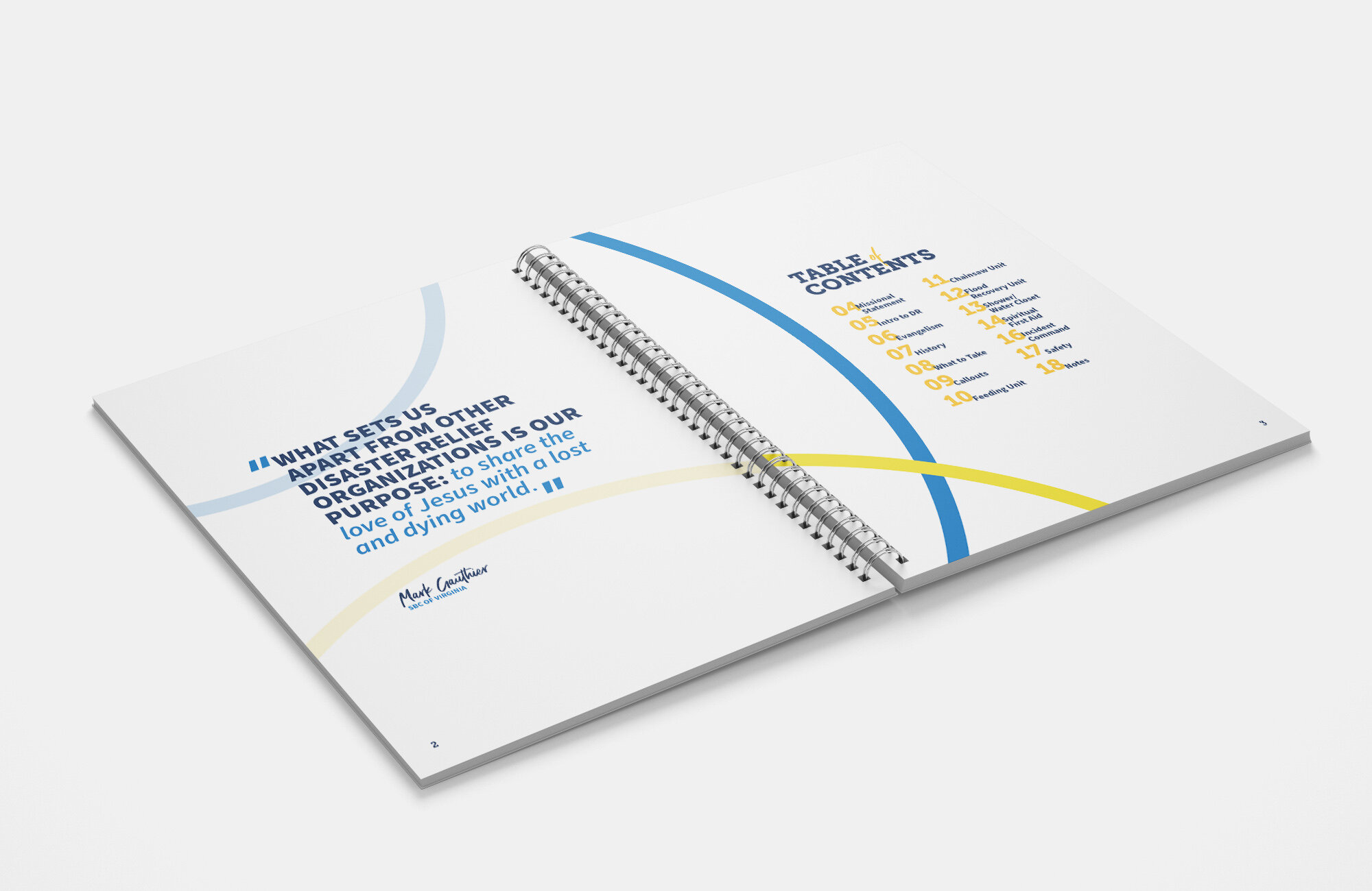 Table of Content of the Disaster Relief Training Manual