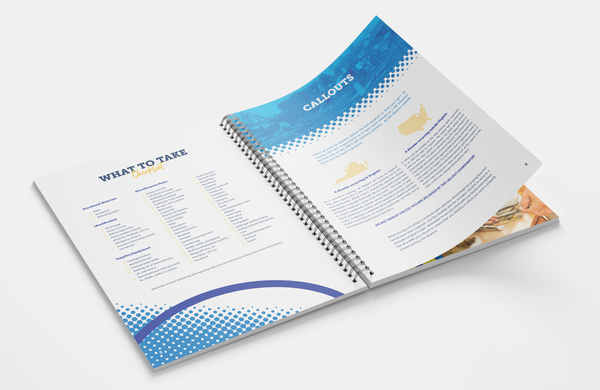 Another sample spread from the Disaster Relief Training Manual