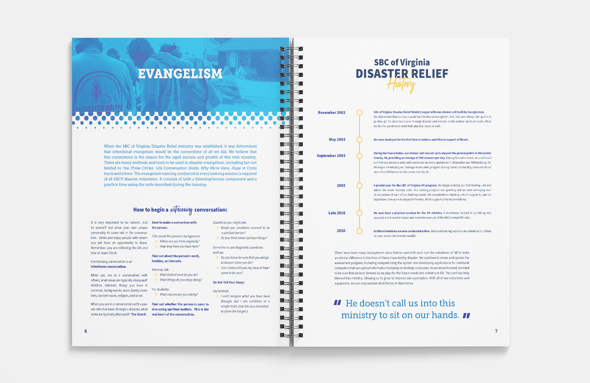 Sample spread from the Disaster Relief Training Manual