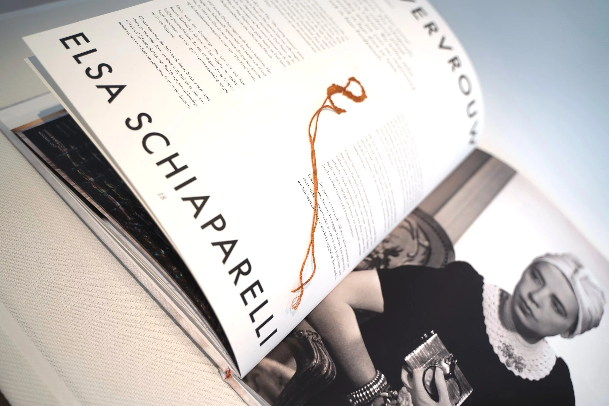 Hand embroidered on paper by me + Article about Elsa Schiaparelli written by me