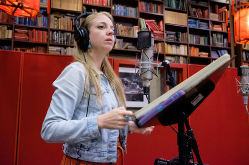 Aubrey Johnson in Studio, photo by Beth Herzhaft