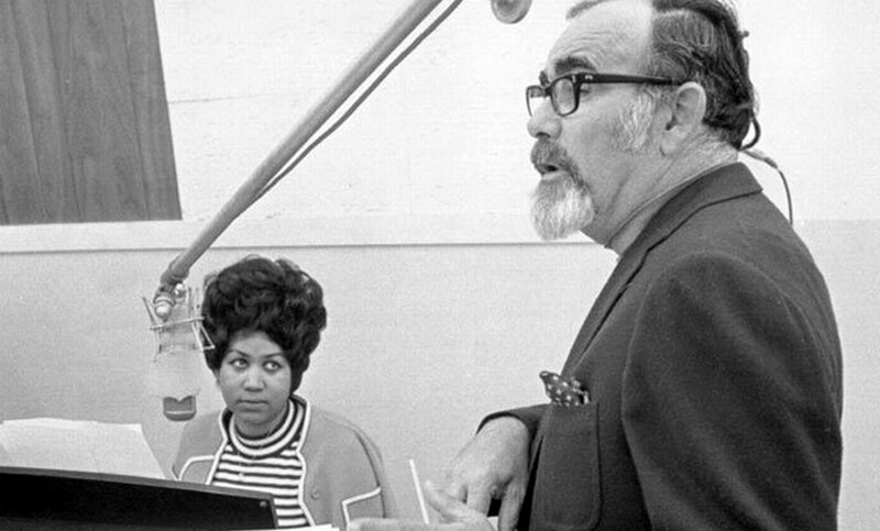 (photo source unknown)Aretha Franklin and Jerry Wexler at Atlantic Records