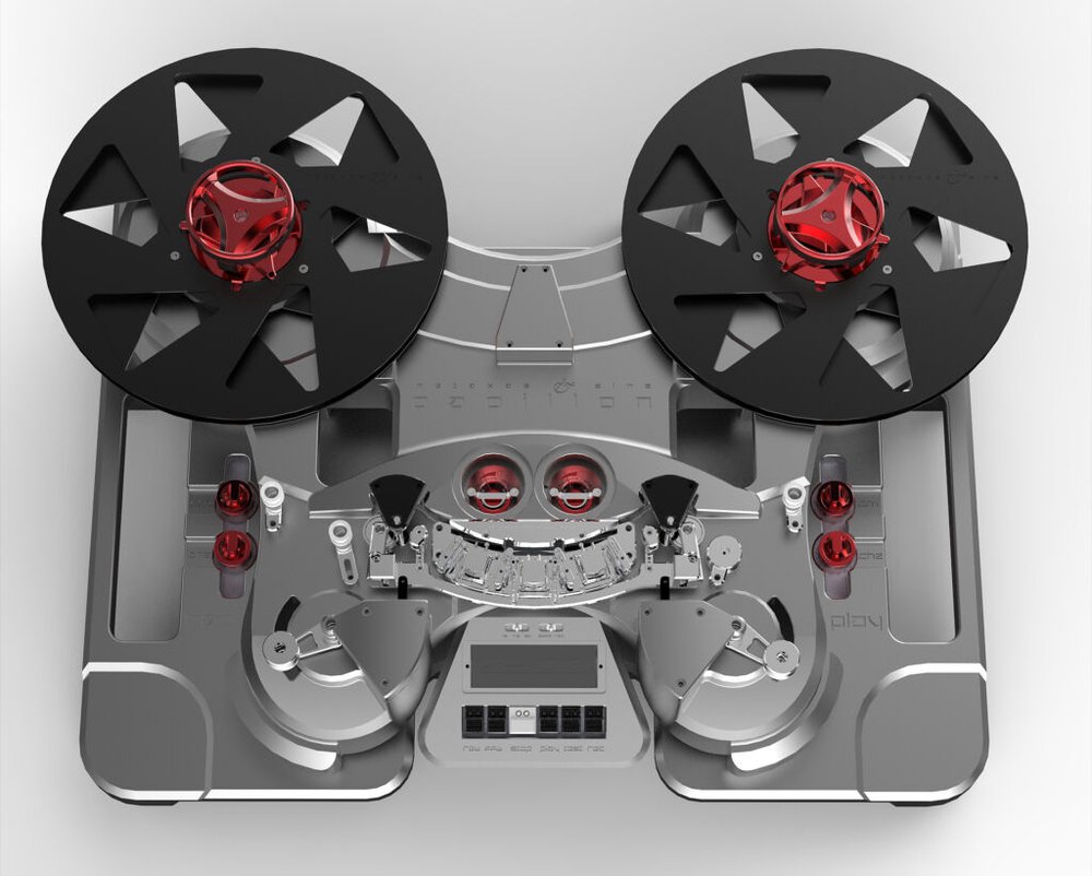 Phonographic Perambulator turntable, Metaxas & Sins, Tourbillon reel-to-reel tape machine, siren loudspeaker, audio, audiophile, high-end, hi-fi, PMA Magazine, Metaxas & Sins Papillon Reel-to-Reel Tape Machine