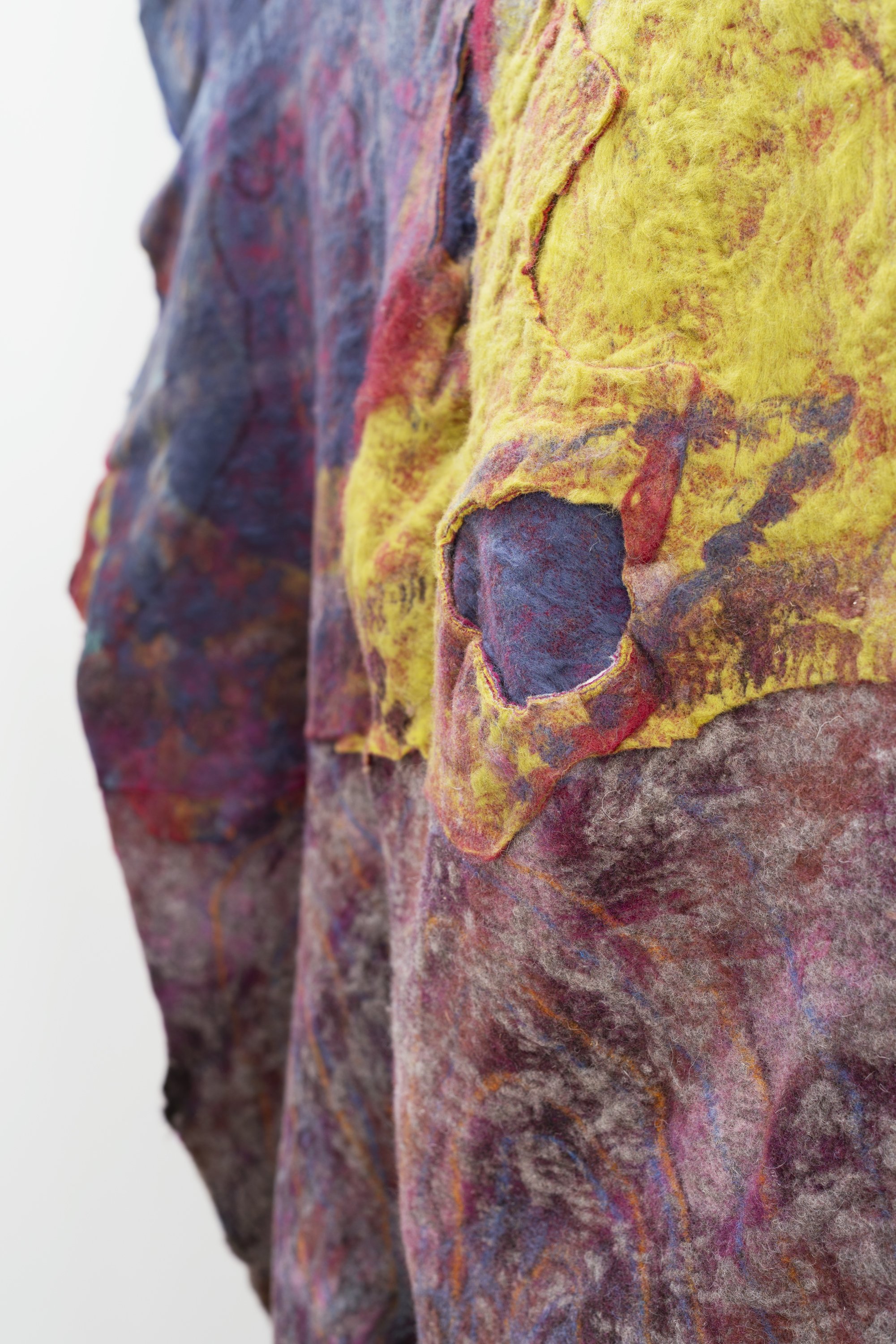 Detail of Guardian/Guardians, Wet and needle felted wool 196 x 217cm, 2024