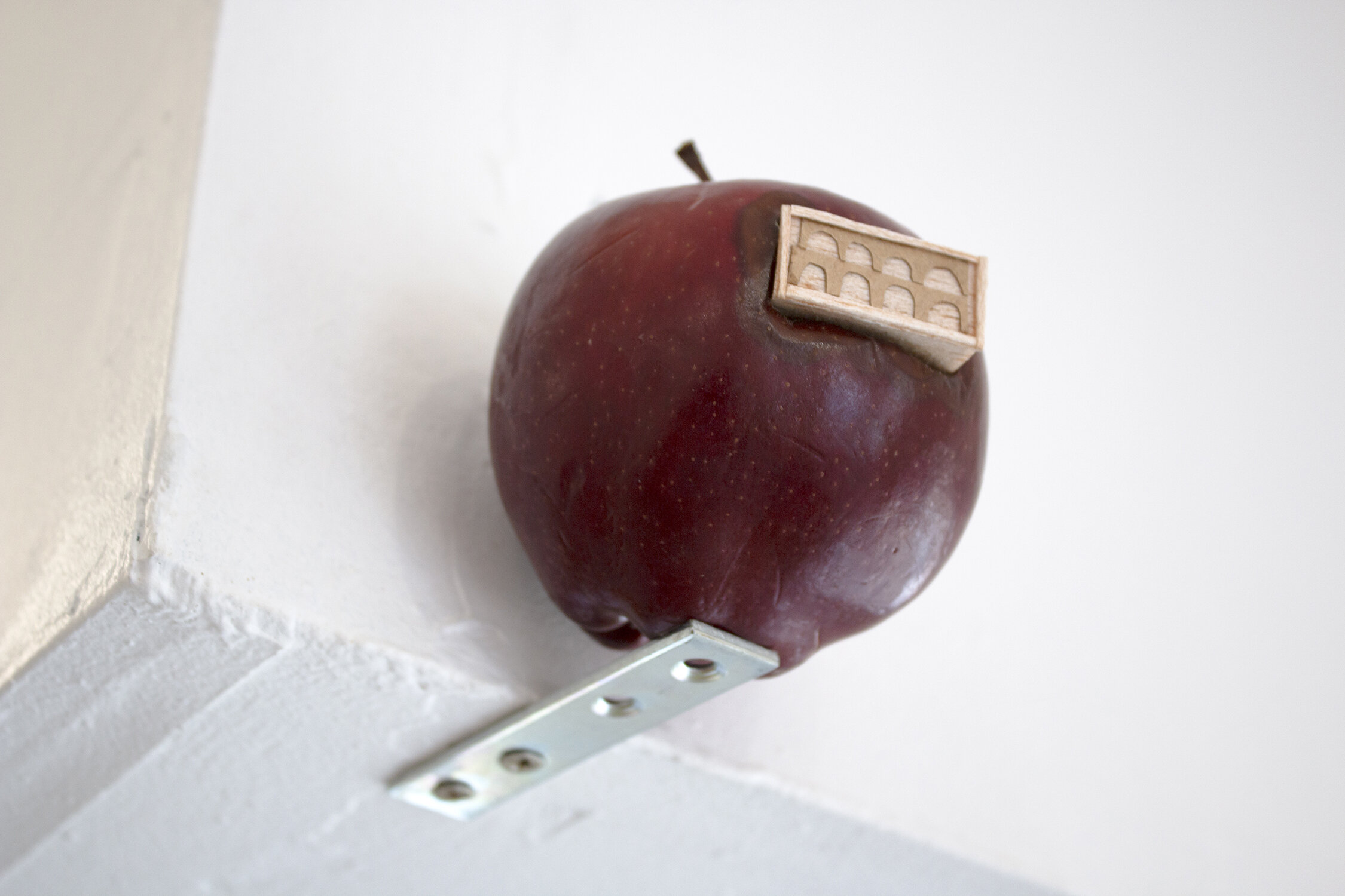 Wherefore Art Tho, 3D printed Apple, balsa wood, dimensions variable, 2021, Luca George