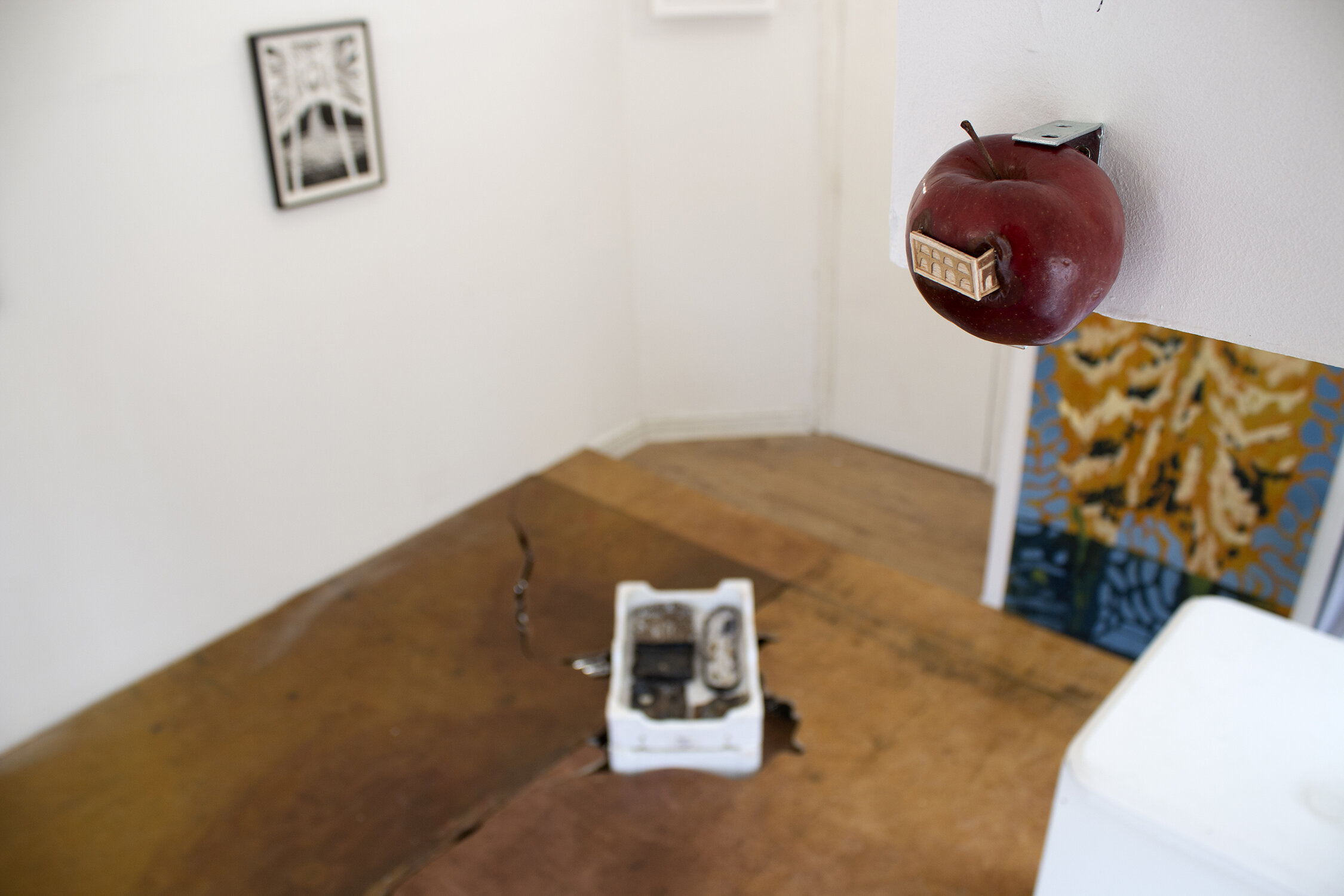 Detail of:
Wherefore Art Tho, 3D printed Apple, balsa wood, dimensions variable, 2021, Luca George