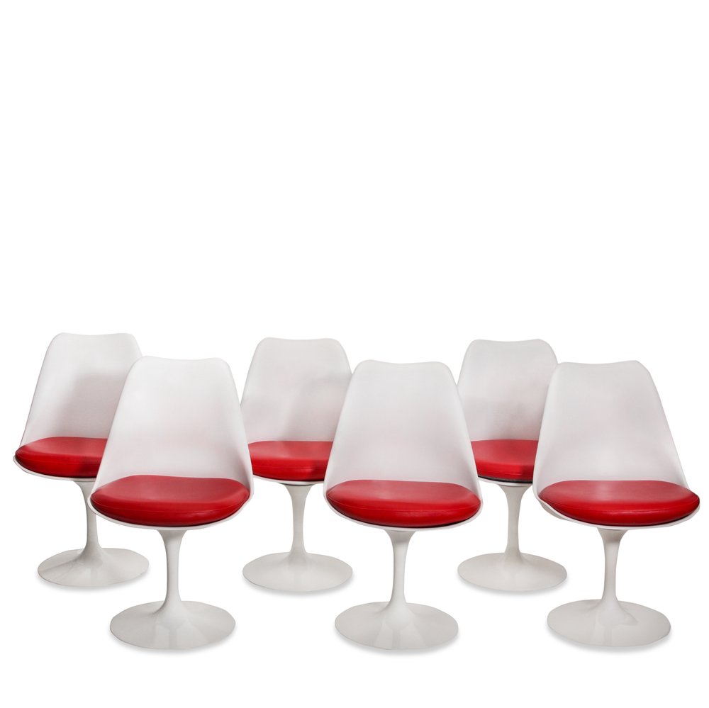 violinist Throb cream Set of 6 Knoll Tulip Chairs by Eero Saarinen — Resiklo Design