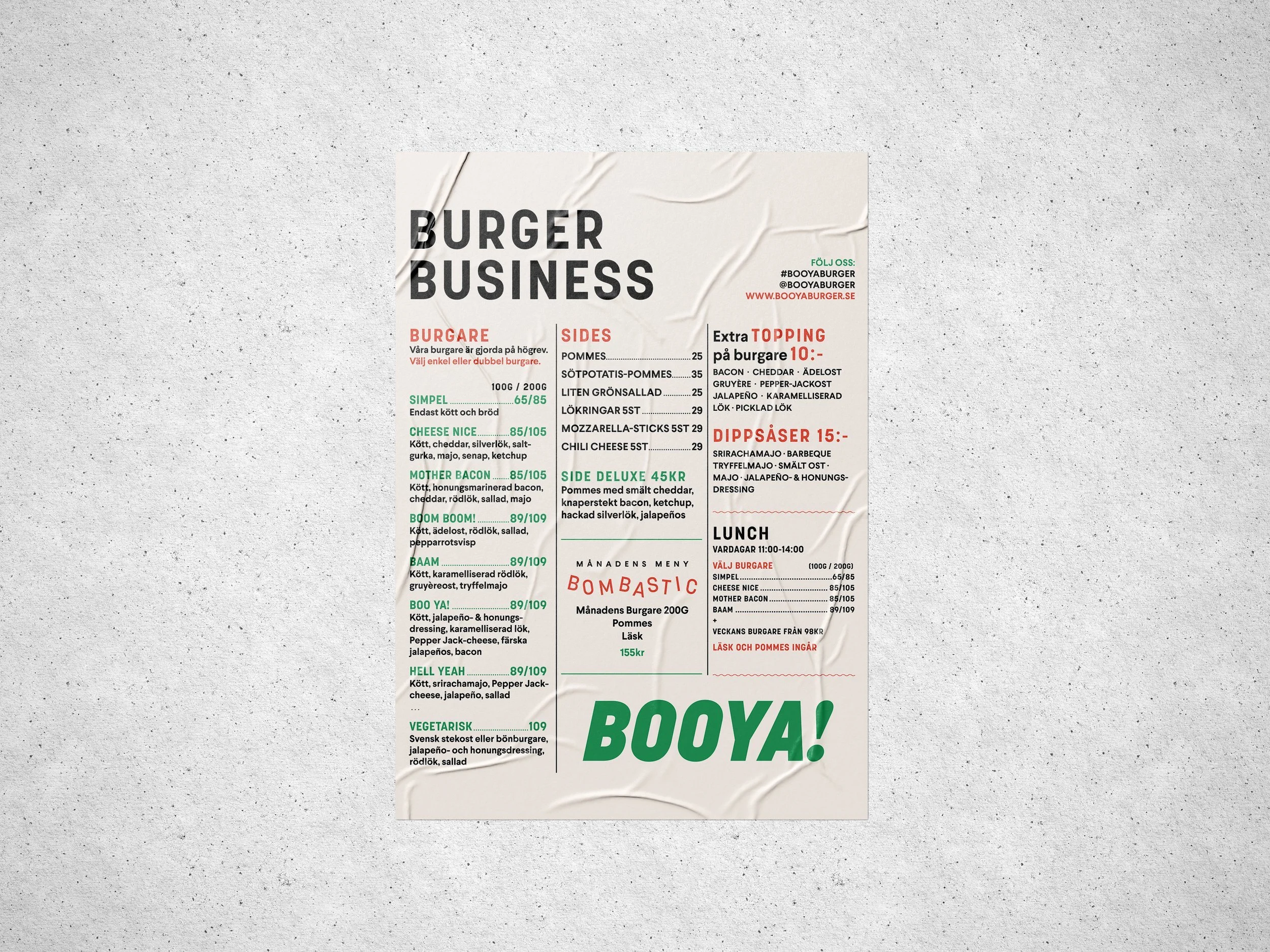BOOYA BURGER / Menydesign