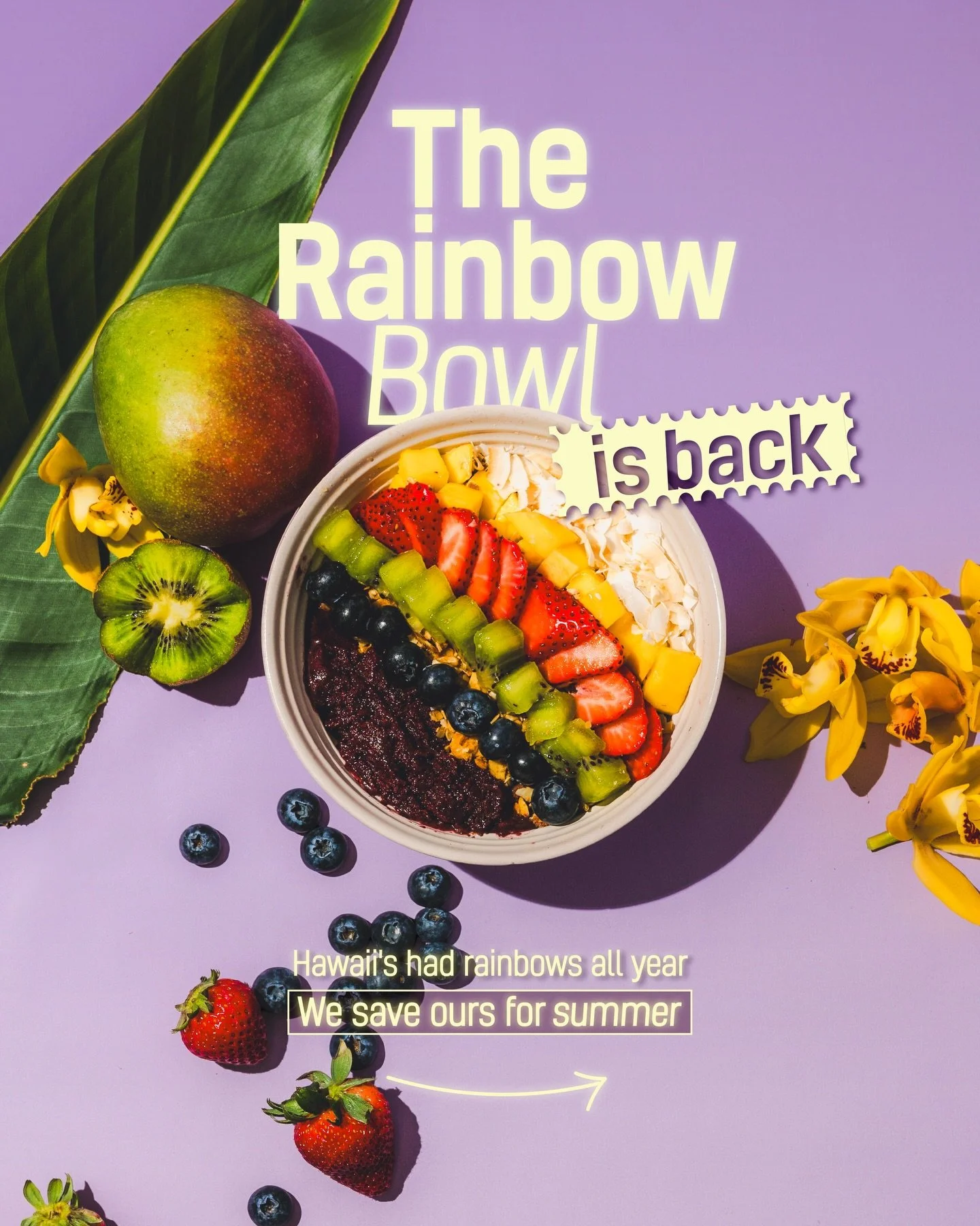 Hawaii has rainbows all year. We save ours for summer.

Acai, fresh fruit, a sunny patio, your coffee.

.
Downtown. False Creek. Kerrisdale.