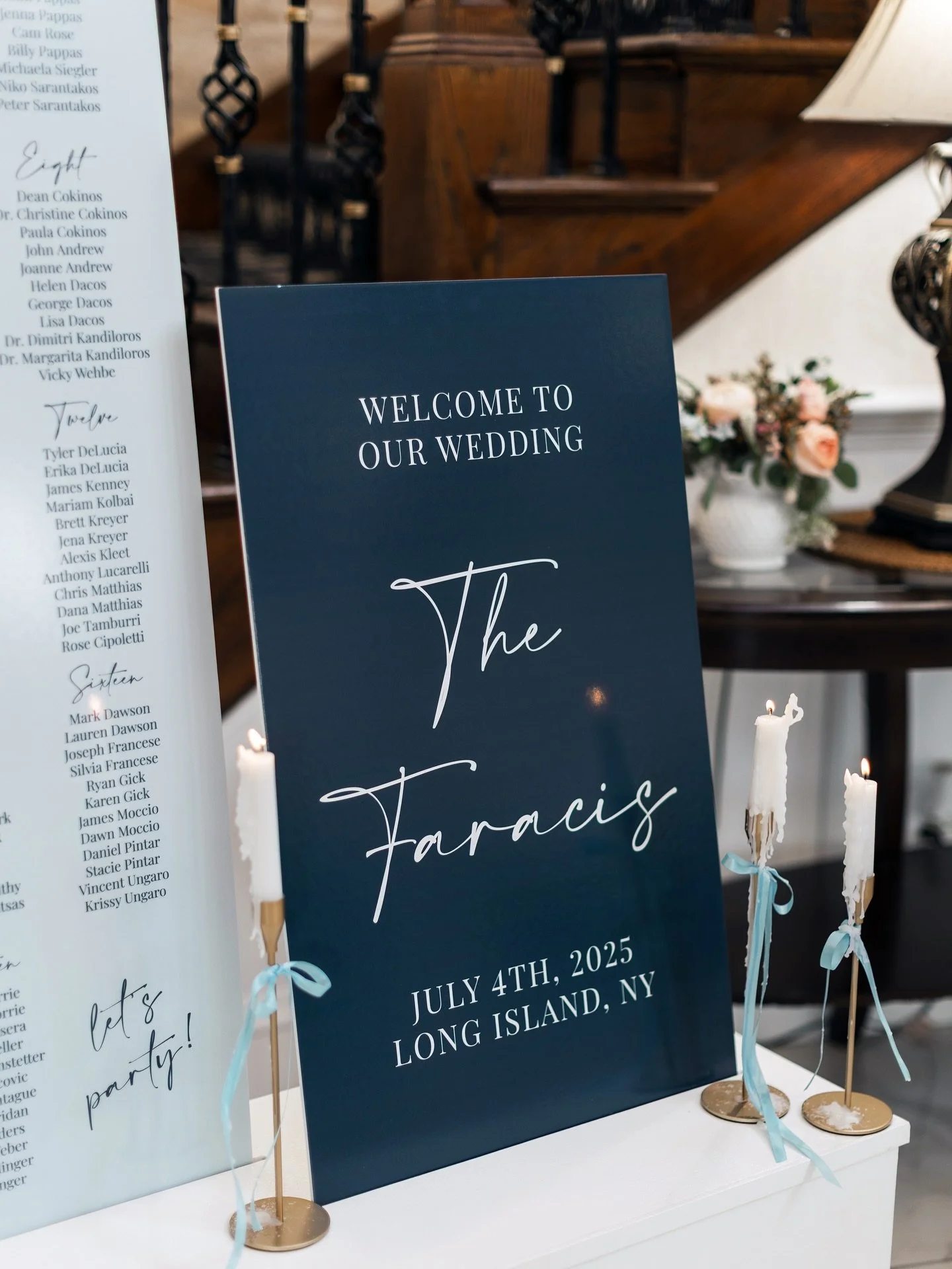 seating chart and welcome sign for @katinacokinosfaraci &amp; @jon_faraci for a beautiful wedding on the fourth @giorgiosbaitinghollow ✨ the most perfect day ❤️&zwj;🔥